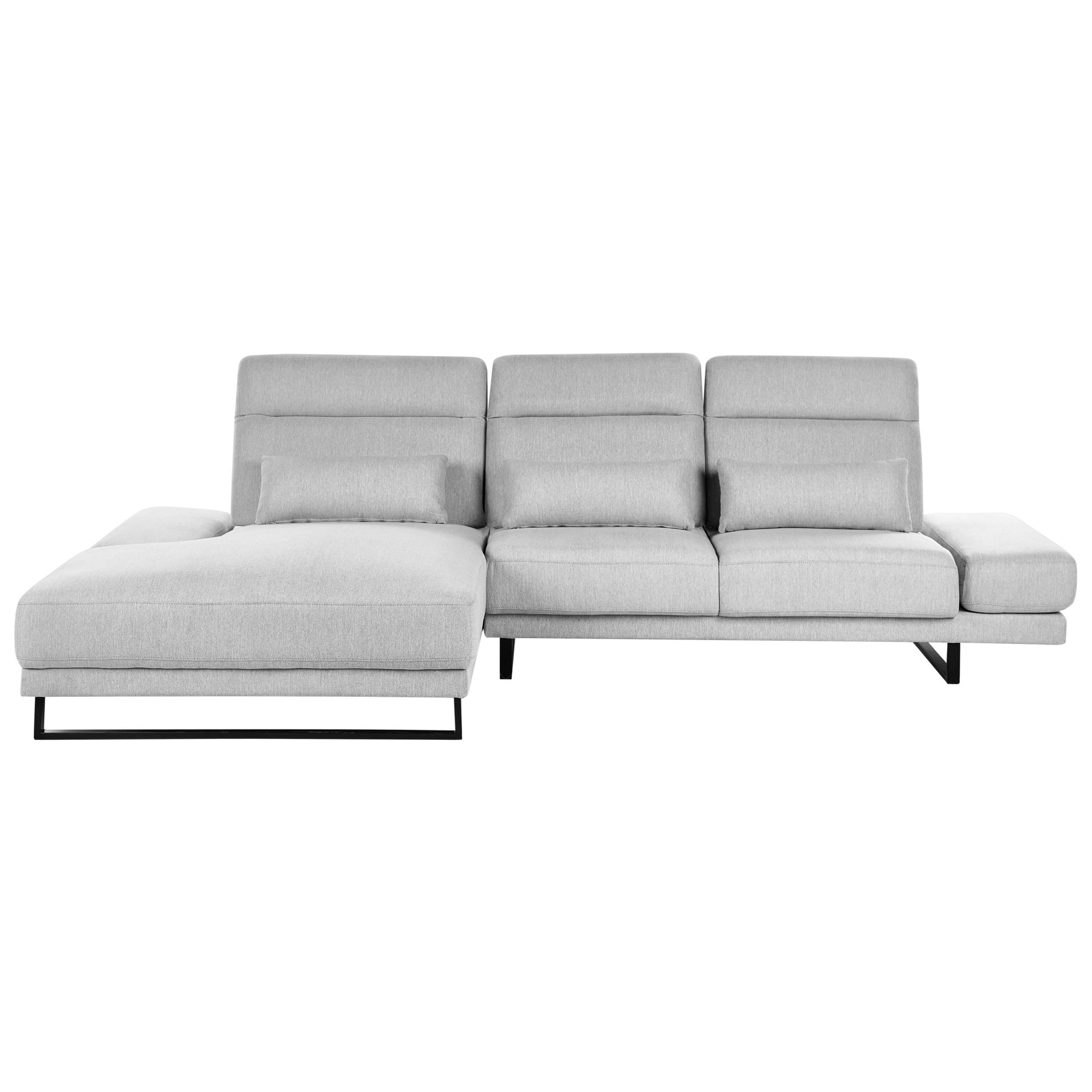 ECKSOFA 4-Sitzer Stoff Hellgrau rechtsseitig Ikast - Hellgrau/Schwarz, Textil (320/214cm) - Beliani