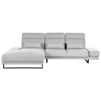 ECKSOFA 4-Sitzer Stoff Hellgrau rechtsseitig Ikast - Hellgrau/Schwarz, Textil (320/214cm) - Beliani