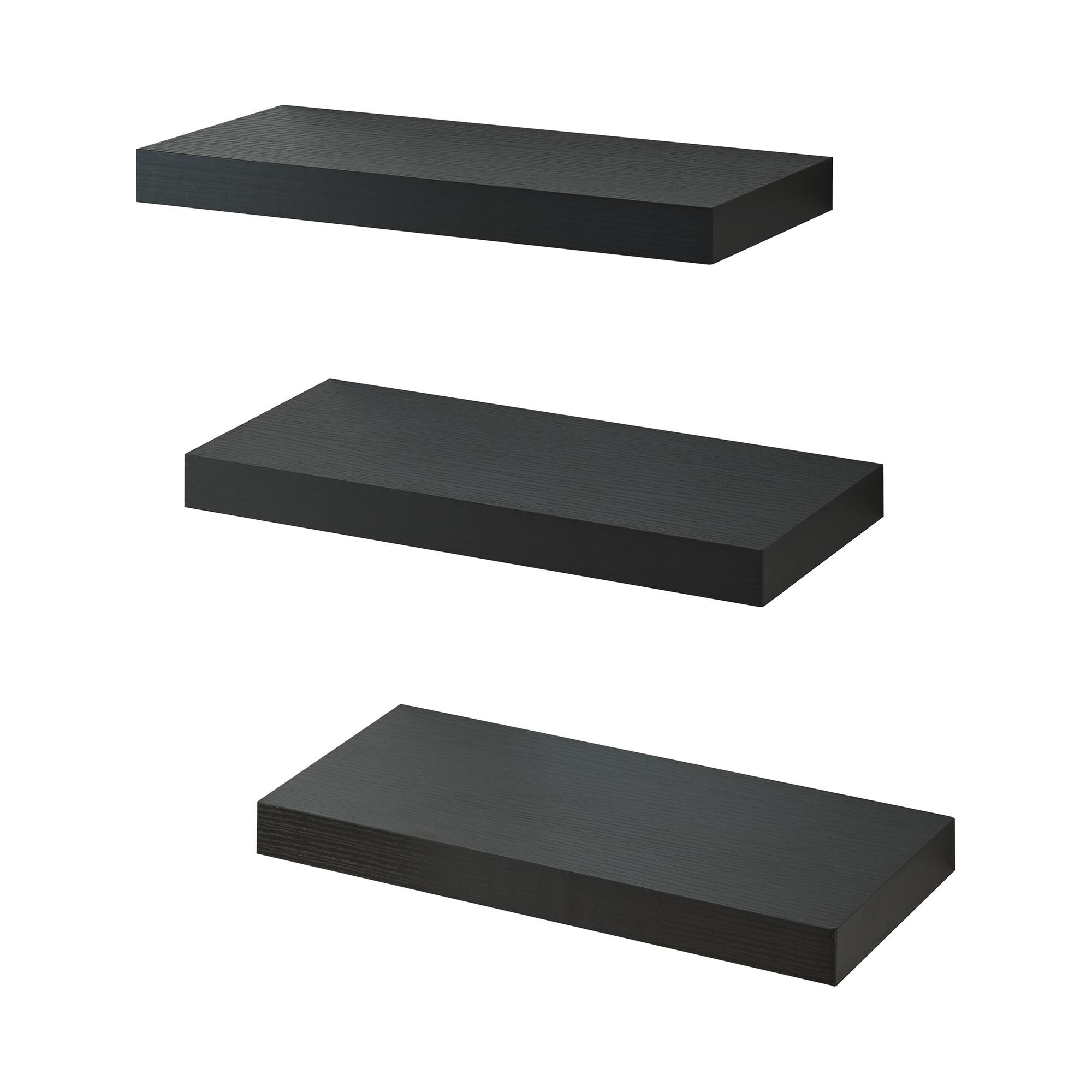 WANDREGAL-SET 3 TLG. Stranda - Schwarz, Holzwerkstoff/Metall (38/3.5/17cm) - [en.casa]