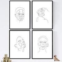 POSTER Set mit 4 Frauengesichter 3 A4 Schwarzer Rahmen - Schwarz, Papier (29.7/3cm) - Nacnic