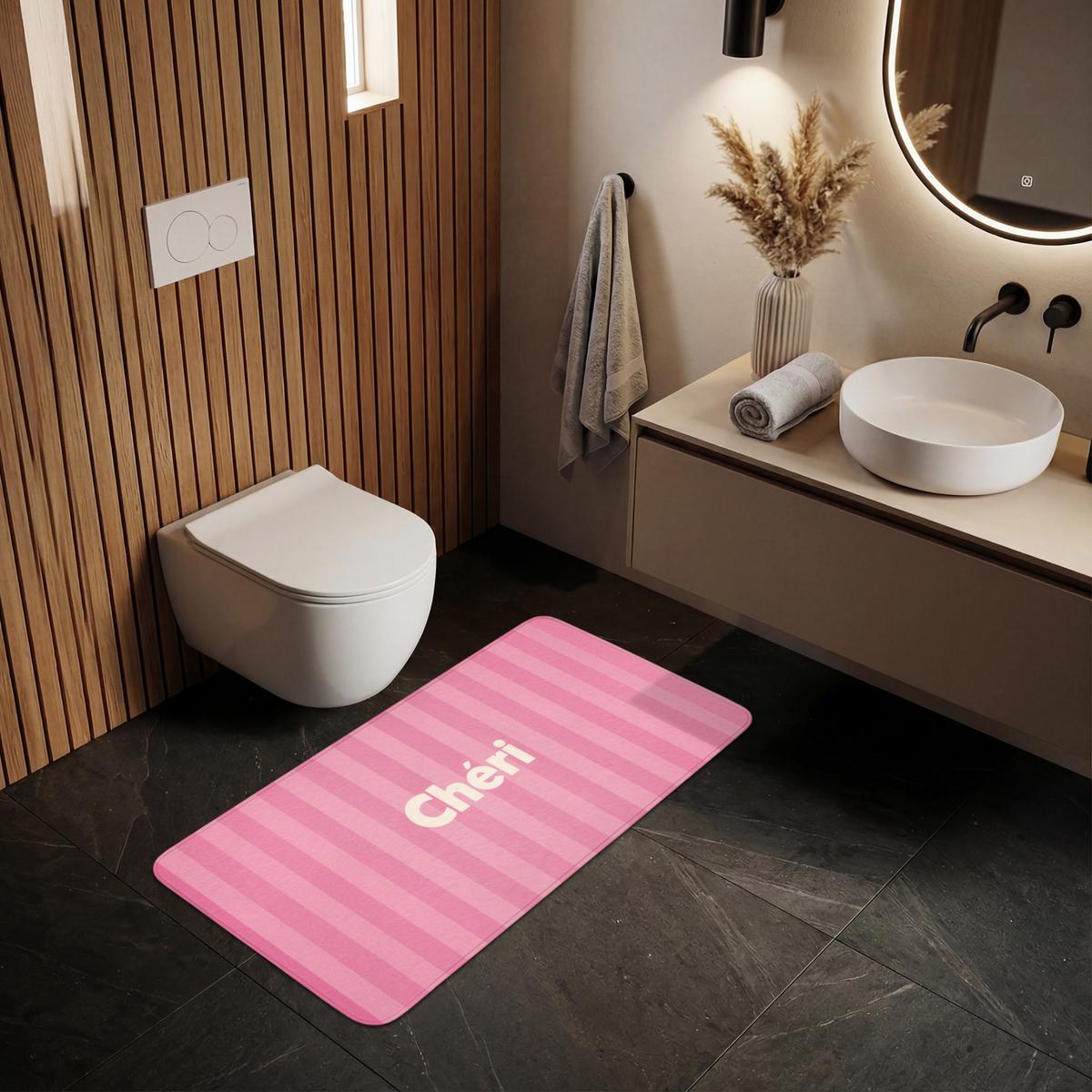 BADEMATTE Gestreift - Rosa - Chéri 120x60 cm - Pink, Textil (120/60cm) - OnlyWow