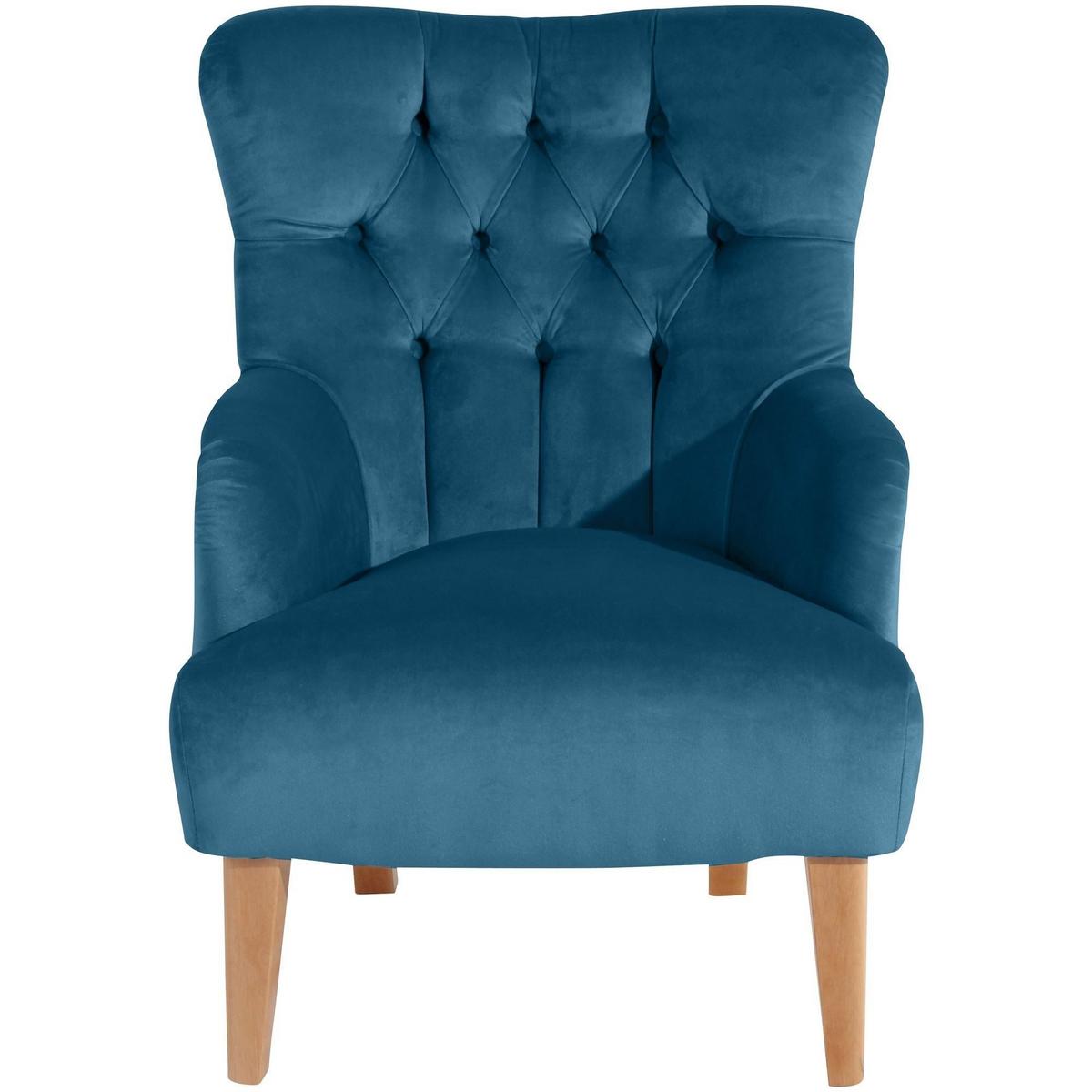 SESSEL Kaiya Bezug Samtvelours Buche natur / petrol - Blau, Kunststoff (82/97/71cm) - 58aufmkessel