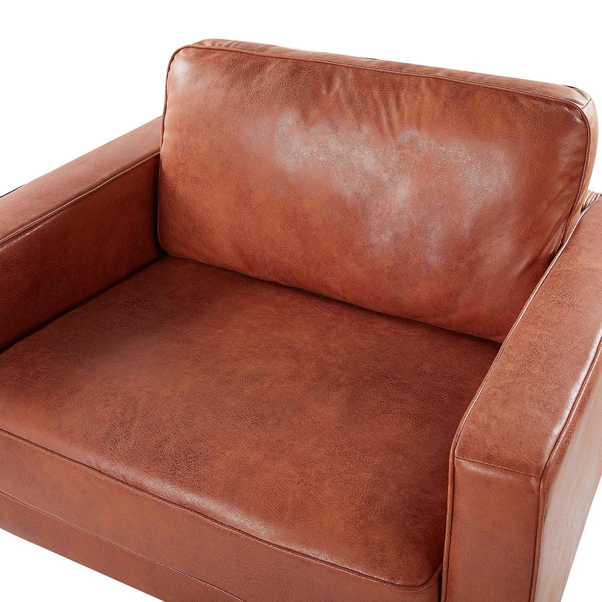 SESSEL Lederoptik goldbraun/schwarz Savalen - Schwarz/Braun, Kunststoff (117/87/91cm) - Beliani