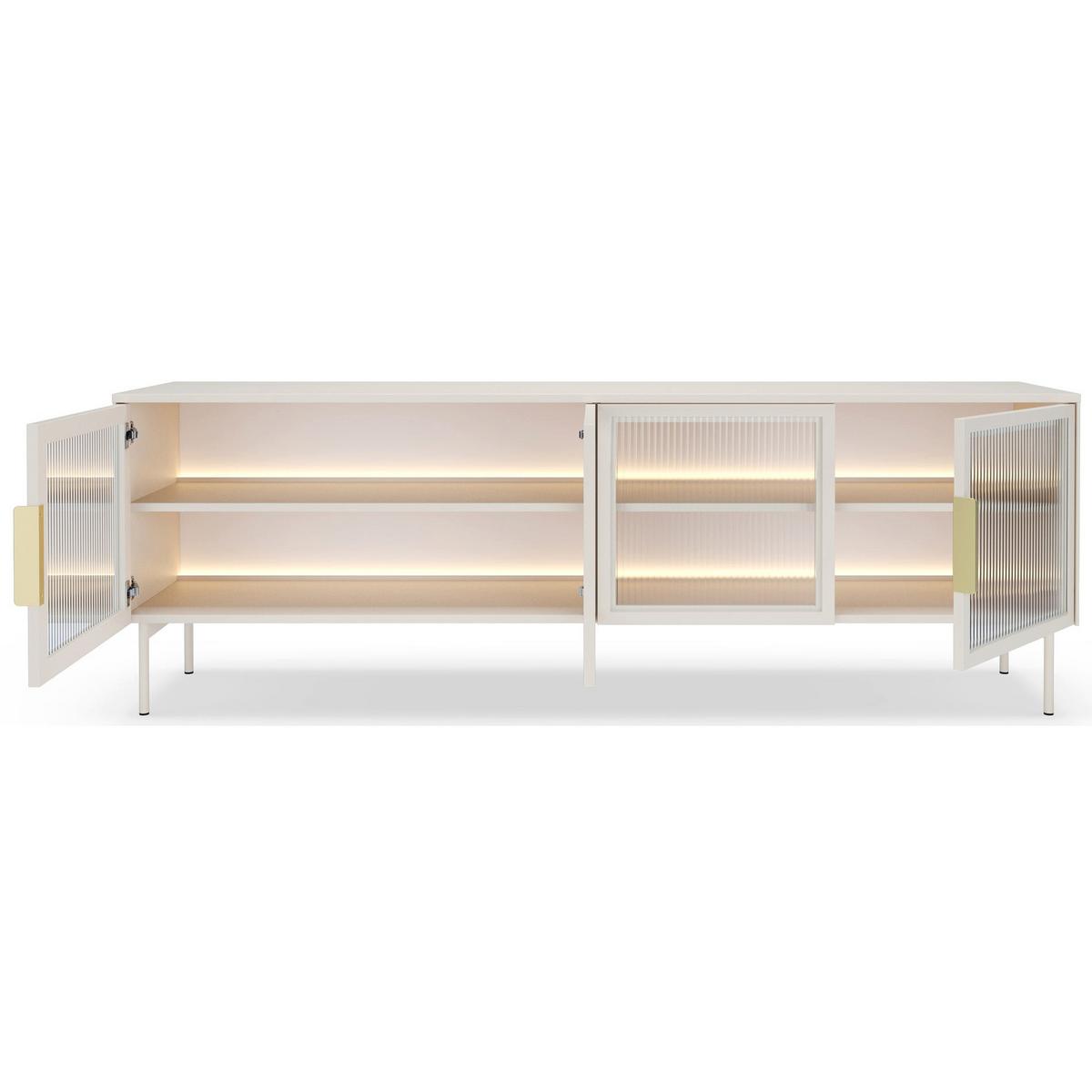 TV-LOWBOARD Lumi 4-türig 181 cm - Taupe/Goldfarben, Holzwerkstoff/Metall (181.3/61.6/39.3cm) - Selsey