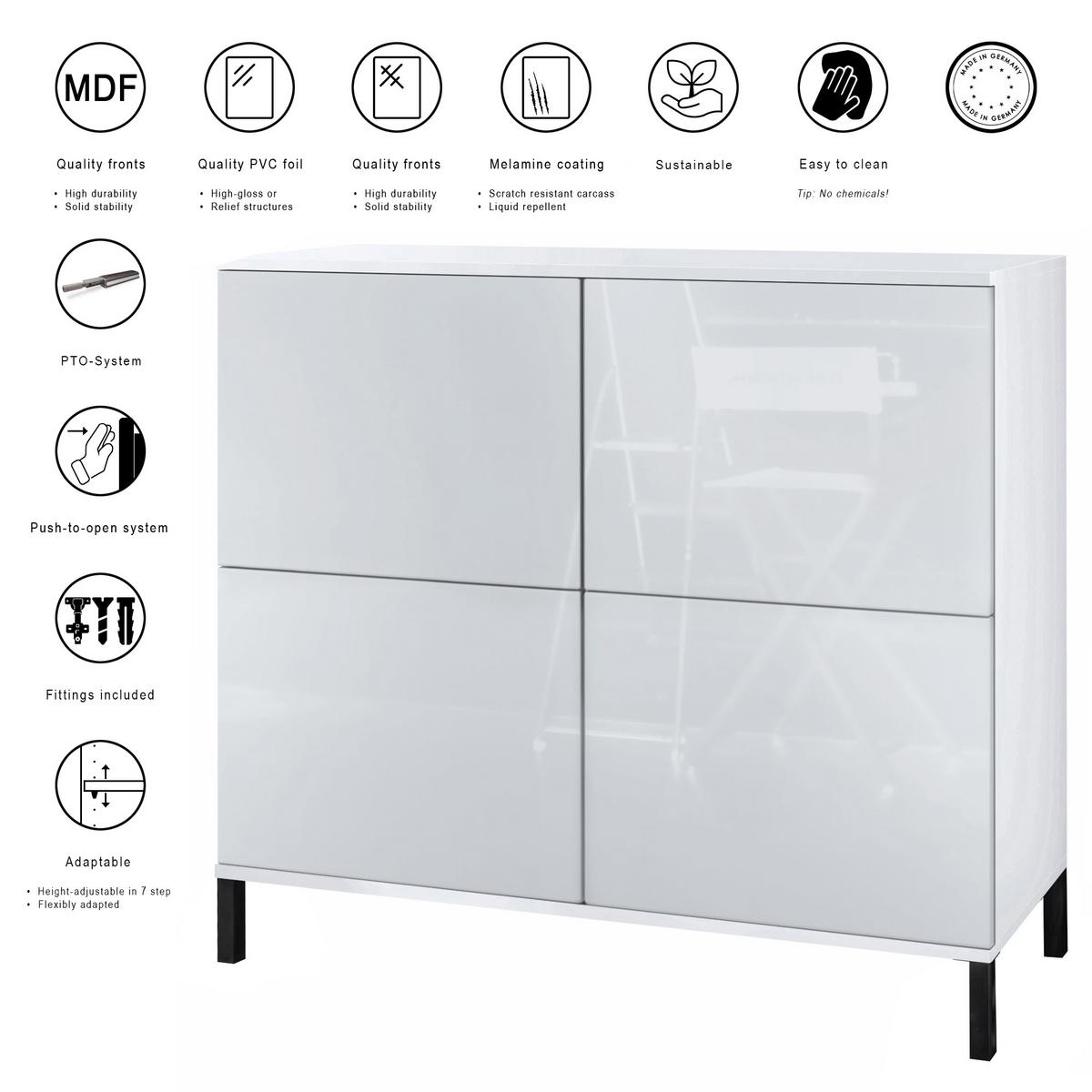 KOMMODE Rova Eiche Natur - Eichefarben, Holzwerkstoff (92.5/83.5/35cm) - Vladon