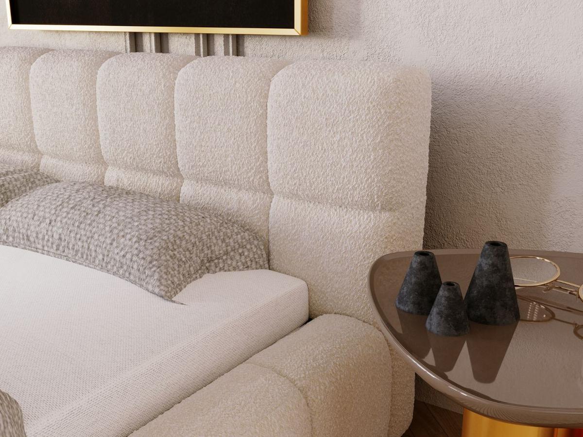 POLSTERBETT Alicante Bouclé-Stoff 180x200 Beige - Beige, Textil (180/200cm) - Graingold