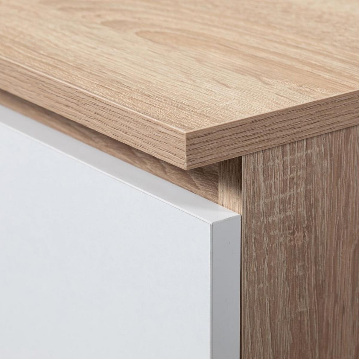 SCHREIBTISCH Eiche Sonoma, Weiß 77/124/85 - Weiß, Holzwerkstoff (124/52/77cm) - RAUMHIRSCH FURNITURE