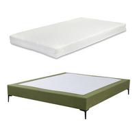 POLSTERBETT Lilla mit Matratze - Grün, Holzwerkstoff/Textil (160/200cm) - [en.casa]