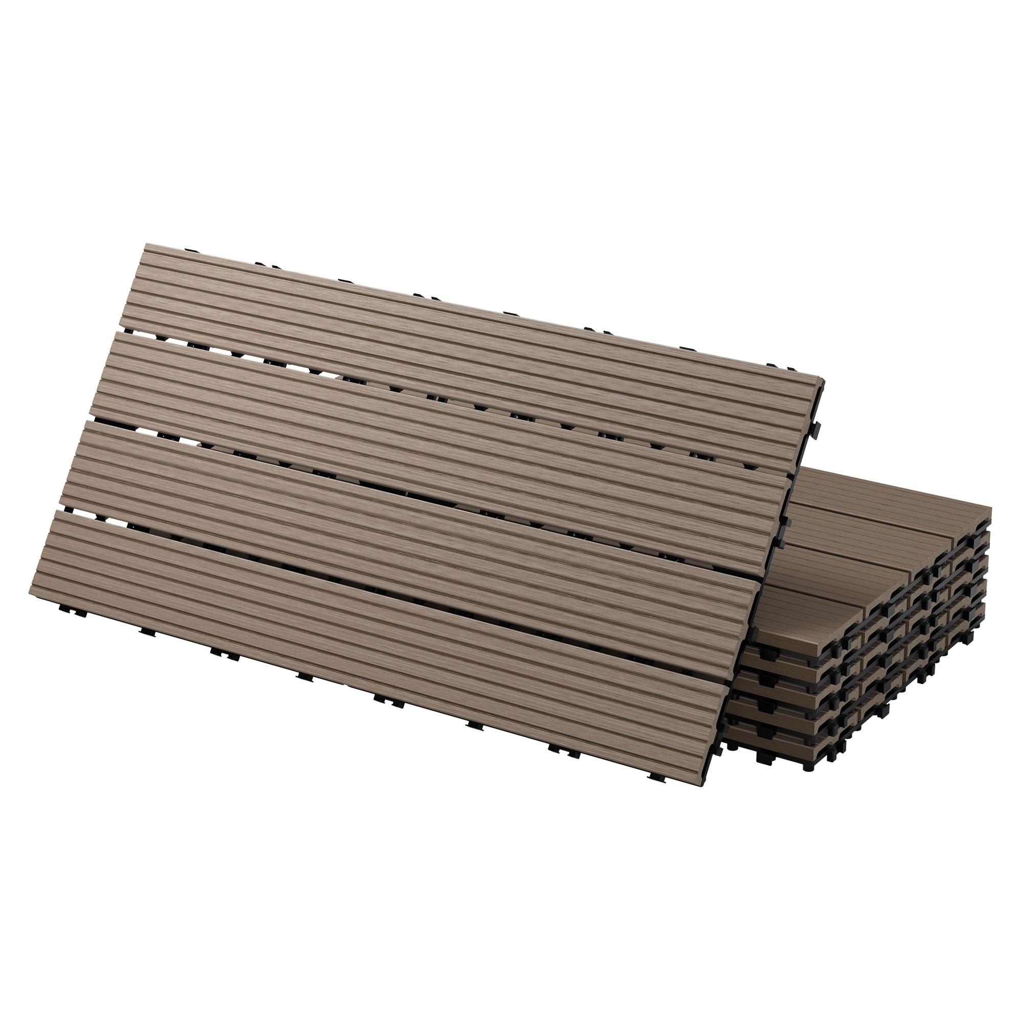 TERRASSENFLIESE Dunkelbraun 18 Stück - Dunkelbraun, Holzwerkstoff (60/30/2cm) - ECD-Germany