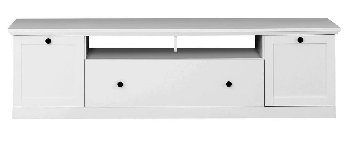 TV-LOWBOARD weiß matt 177 x 49 cm, Fernsehtisch im Landhaus-Stil - Silberfarben/Weiß, Holzwerkstoff/Metall (177/49/41cm) - Top.Furn