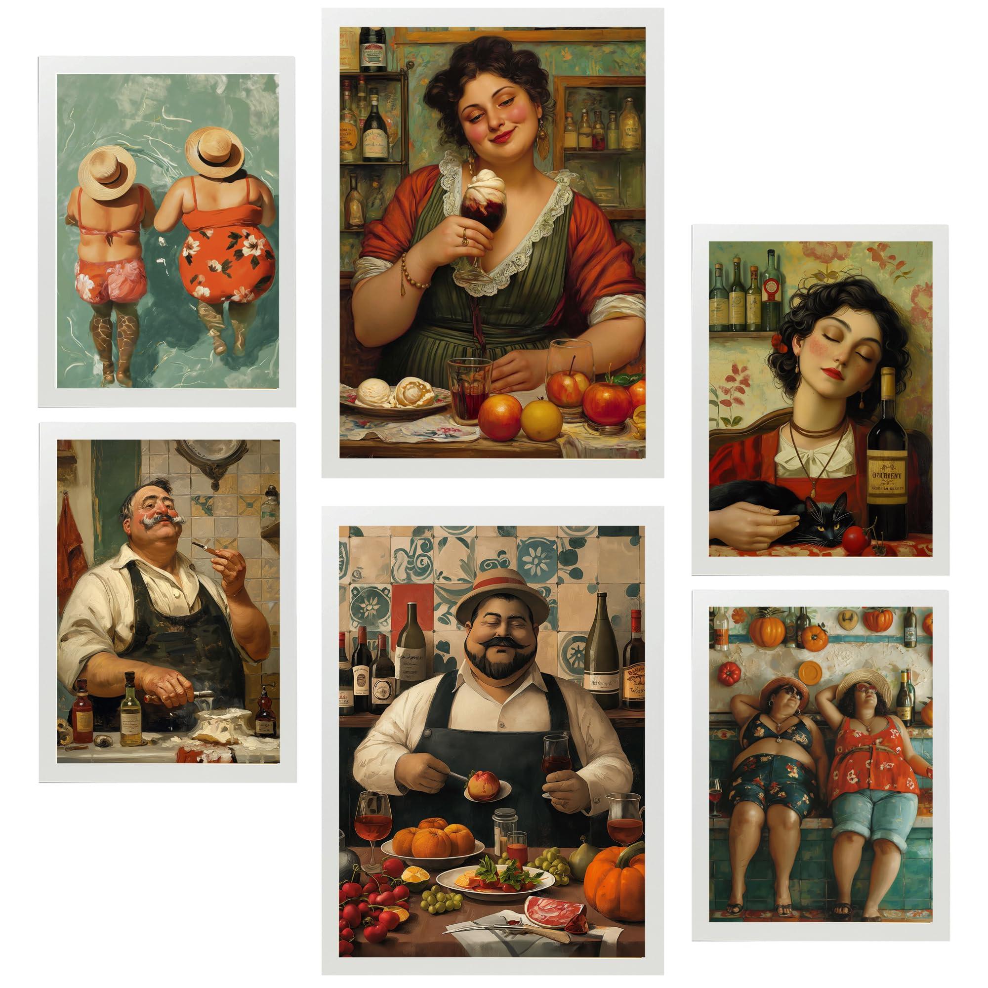 POSTER Set Mit 6 Italienischer Sommer A3 & A4 Weißer Rahmen - Weiß, Papier (29/3cm) - Nacnic