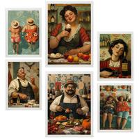 POSTER Set Mit 6 Italienischer Sommer A3 & A4 Weißer Rahmen - Weiß, Papier (29/3cm) - Nacnic