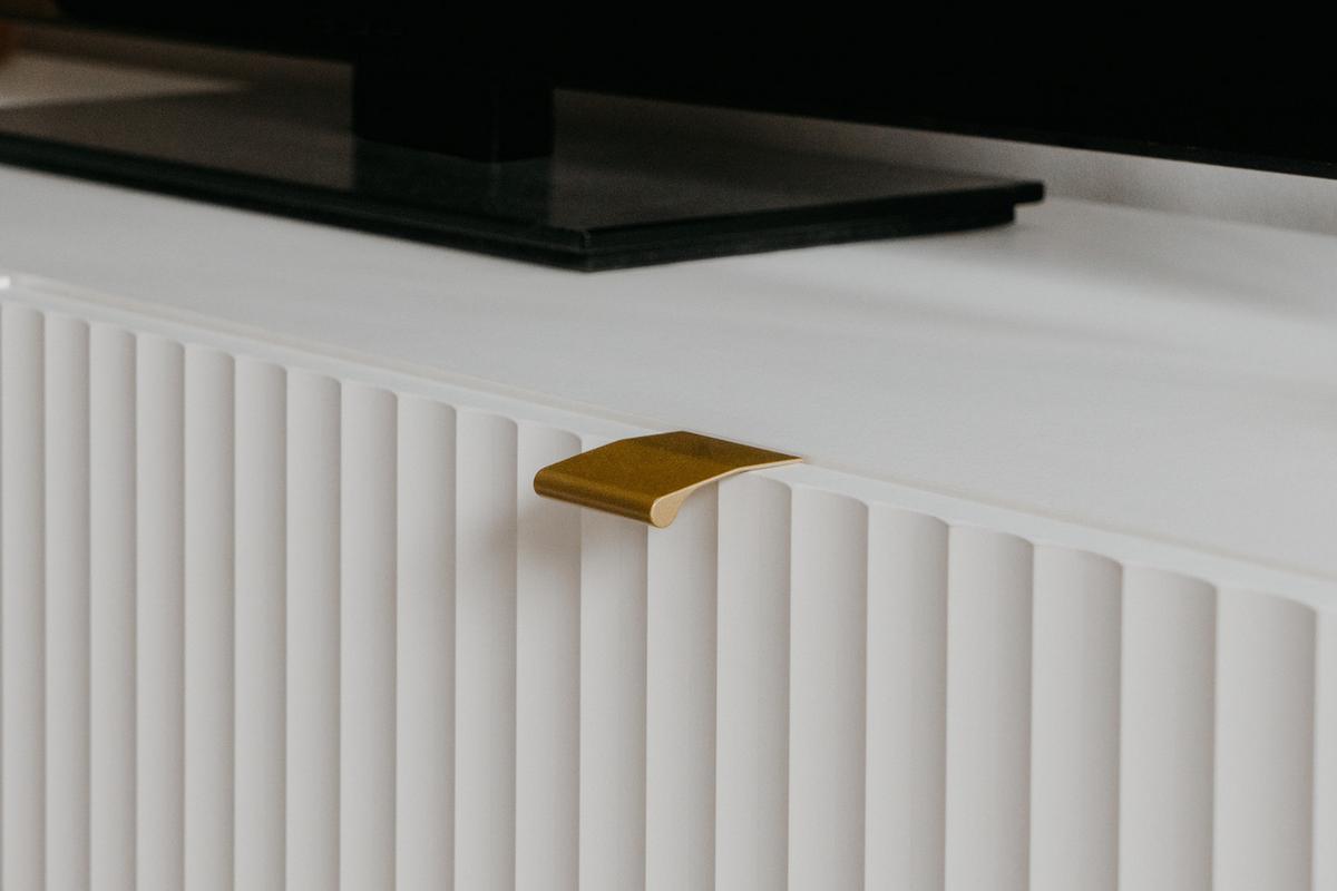 HIGHBOARD weiß, Gold 100 cm, Anrichte mit Soft-Close und 3D-Struktur - Goldfarben/Weiß, Holzwerkstoff/Metall (100/142/41cm) - Furn.Design