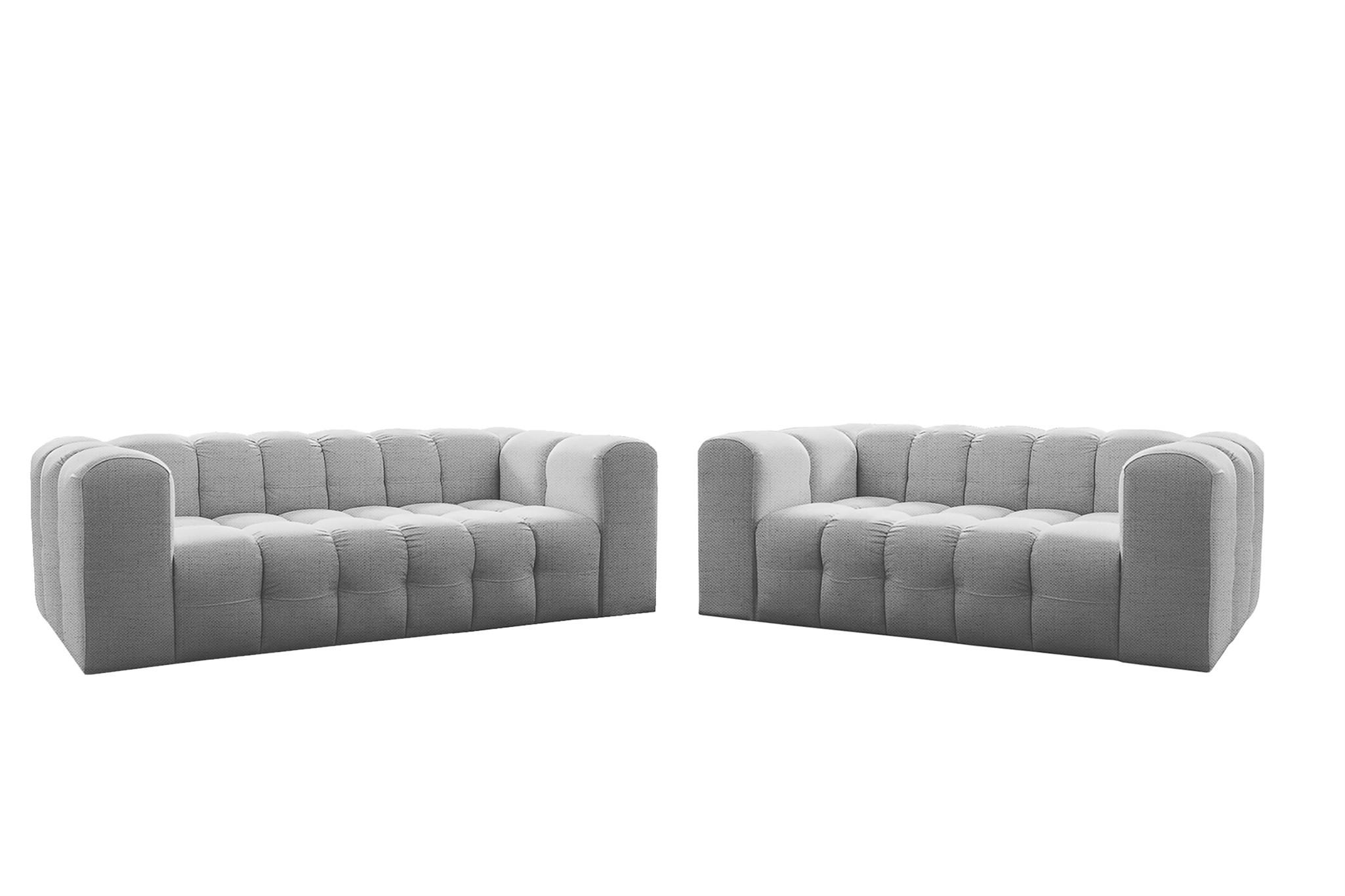 SOFASET Solvie 2-3 In Moly - Hellgrau, Holzwerkstoff/Textil (230/75/106cm) - Fun Möbel
