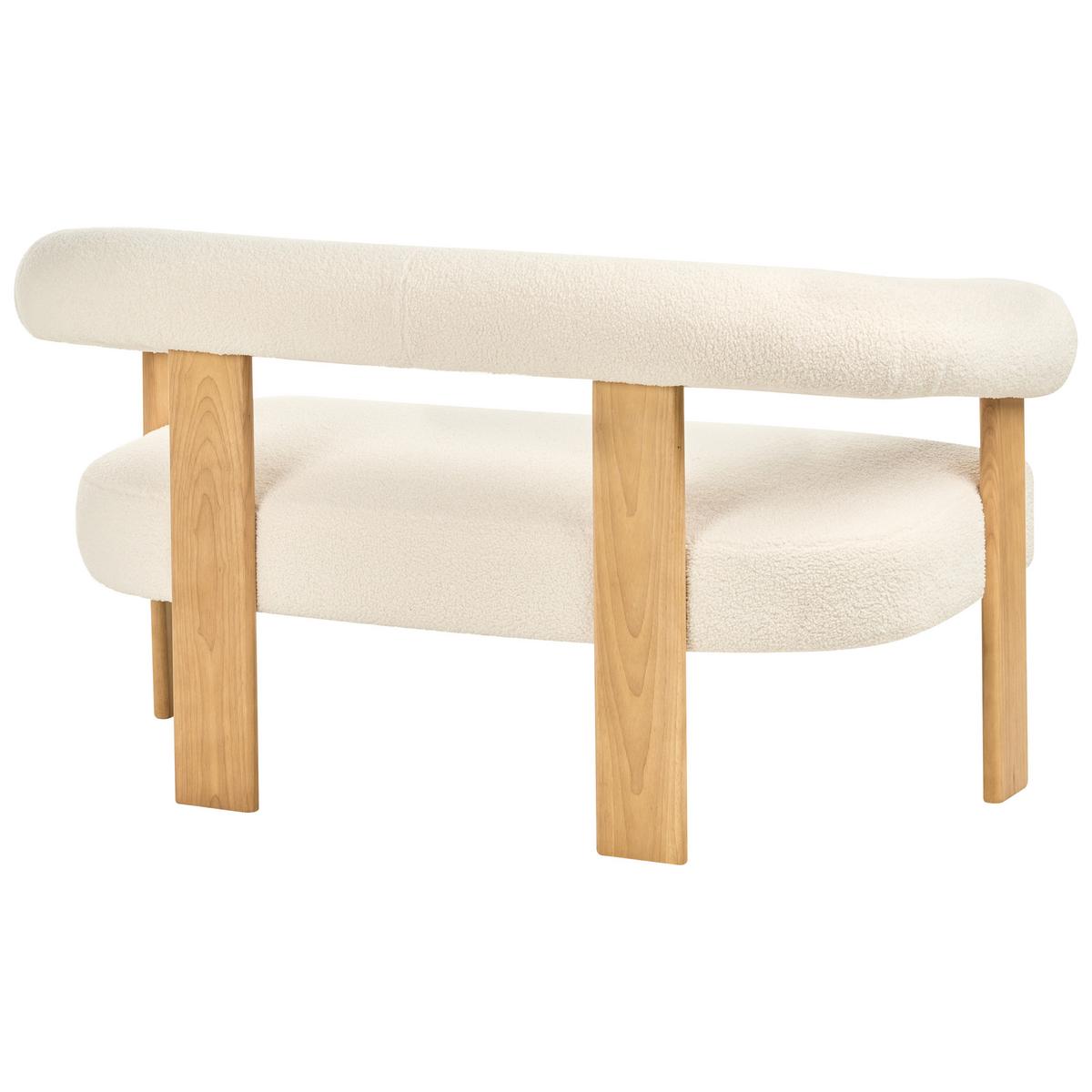 SOFA-SET Bouclé Cremeweiß/Hellbraun Ilbro - Creme/Weiß, Textil (138/76/68cm) - Beliani