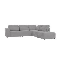 ECKSOFA modularer Leox Hellgrau Samt-Stoff - Hellgrau/Schwarz, Kunststoff/Textil (305/281cm) - S-Style