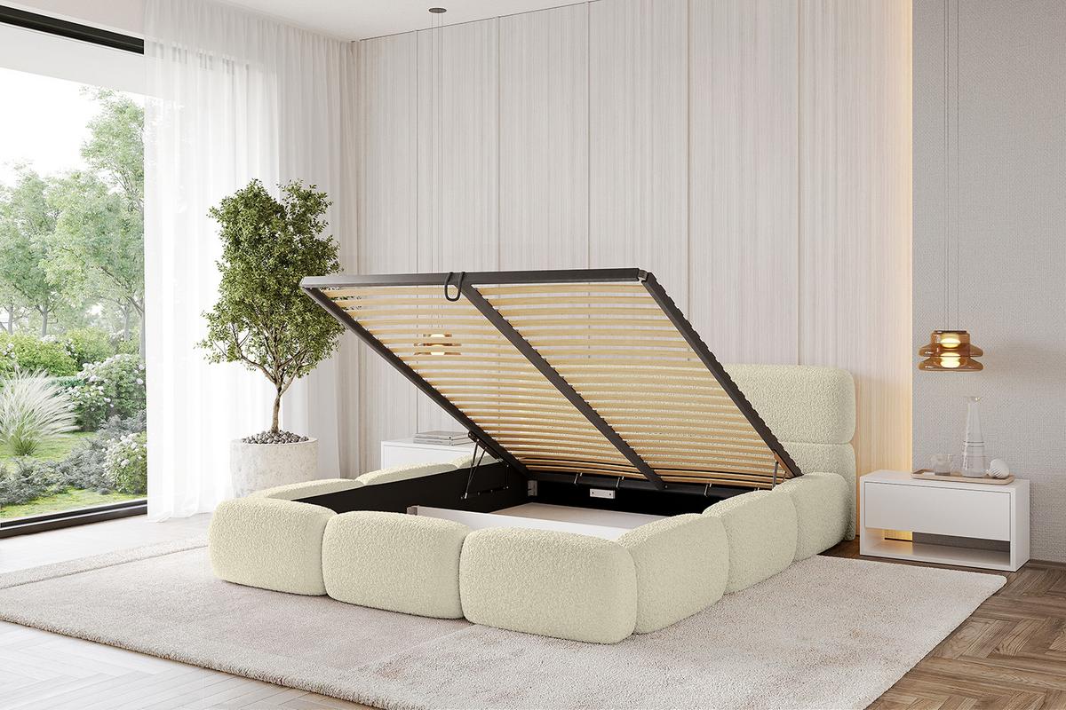 POLSTERBETT mit Bettkasten und Lattenrost, Boxbett ohne Matratze - ELVA-v1 180x200 Beige - Beige, Holzwerkstoff/Textil (180/200cm) - ALTDECOR