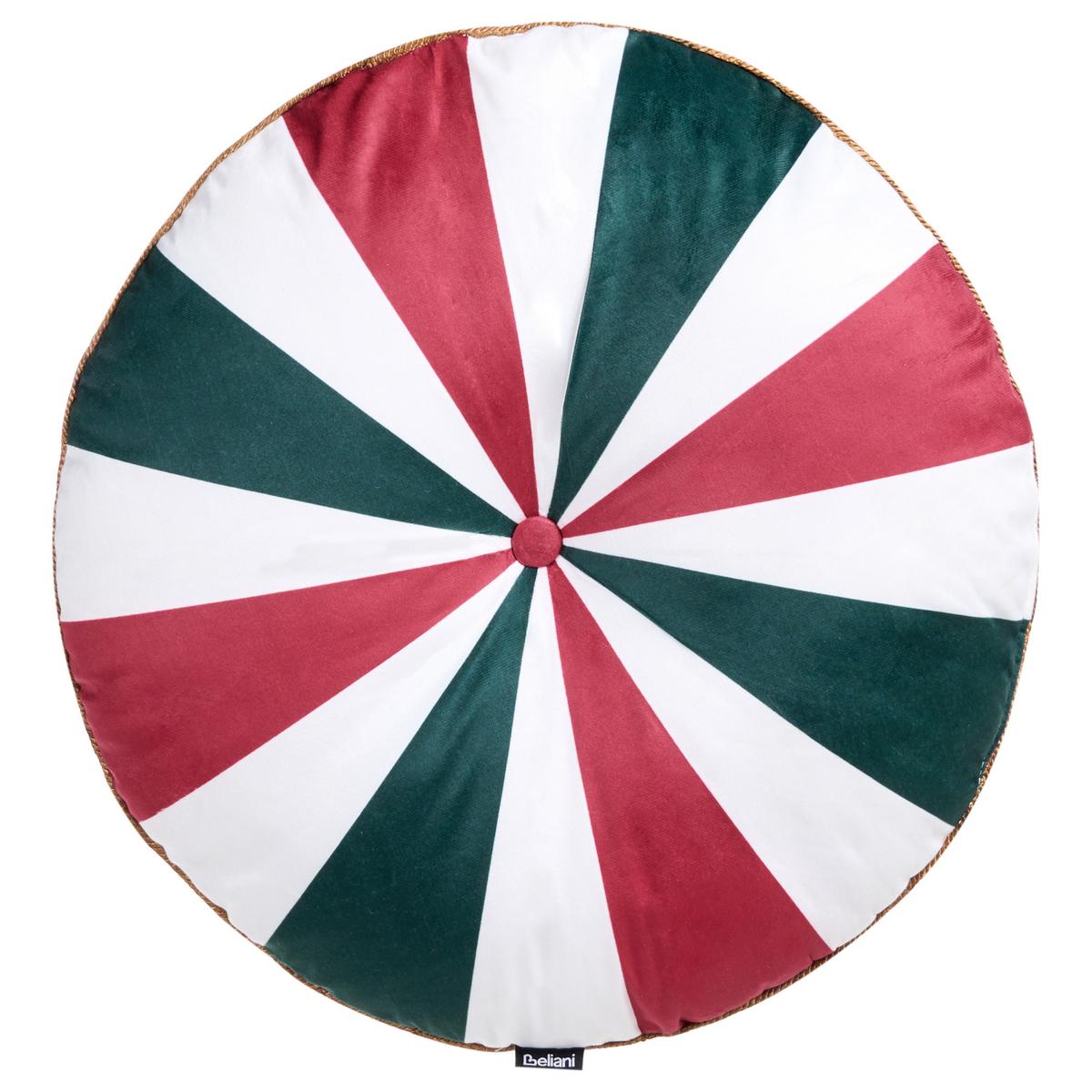 DEKOKISSEN 2er-Set Weiß 55/55 cm Twirl Treats - Rot/Weiß, Textil (55/55cm) - Beliani