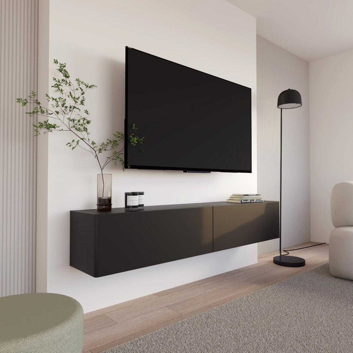 TV-HÄNGEBOARD Olio SCHWARZ 175 CM - Schwarz, Holzwerkstoff (175/28.4/31.6cm) - Selsey