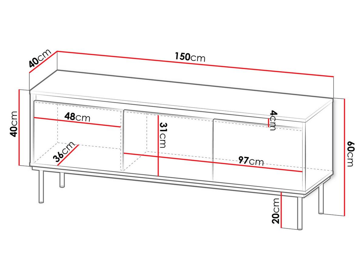 TV-LOWBOARD Carmesi 3D - Goldfarben/Weiß, Holzwerkstoff/Metall (150/60/40cm) - MIRJAN24