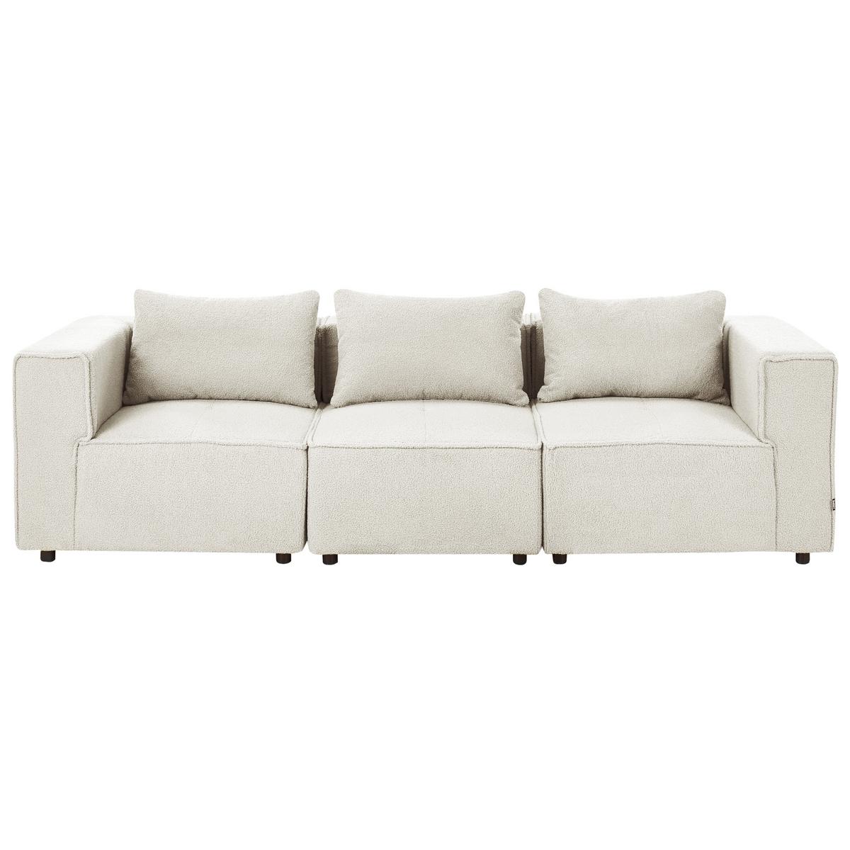 3-SITZER-MODULSOFA Cremeweiß Bouclé Axebo - Creme, Textil (258/93/94cm) - Beliani