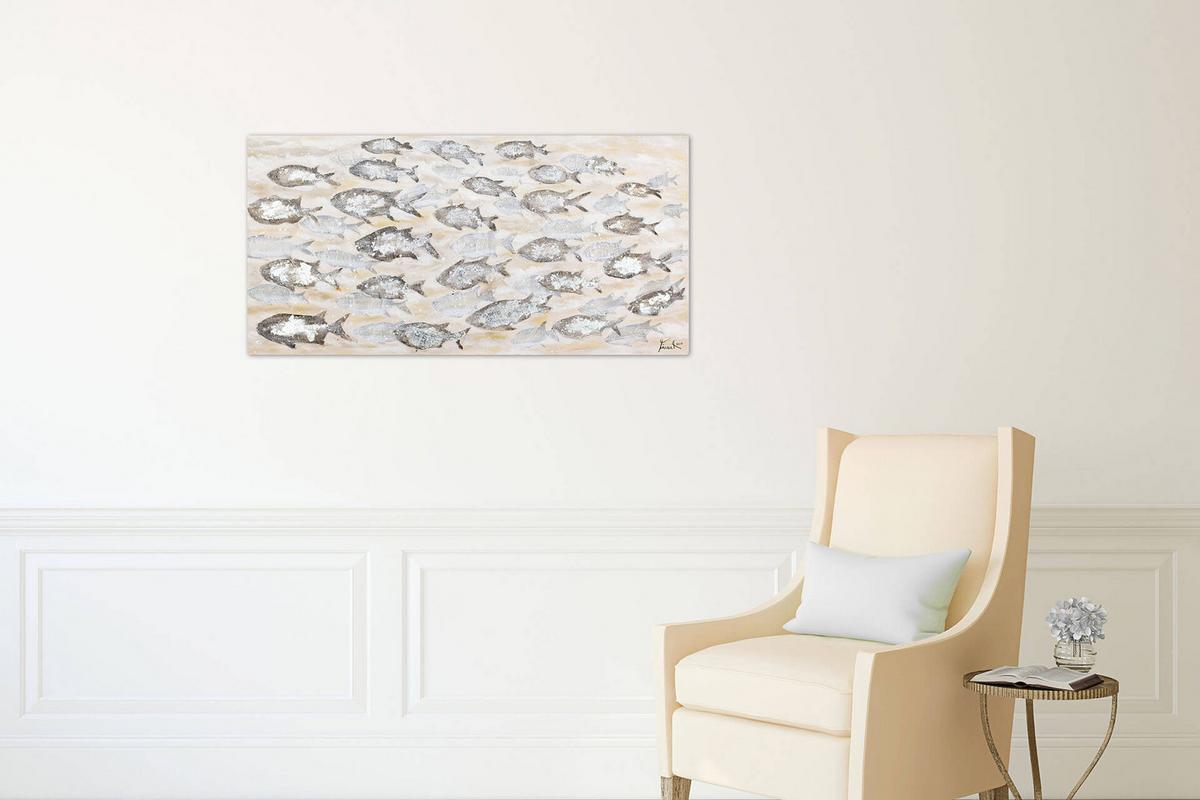 ACRYLBILD HANDGEMALT 120/60 cm - Beige/Grau, Holz/Textil (120/60cm) - KUNSTLOFT