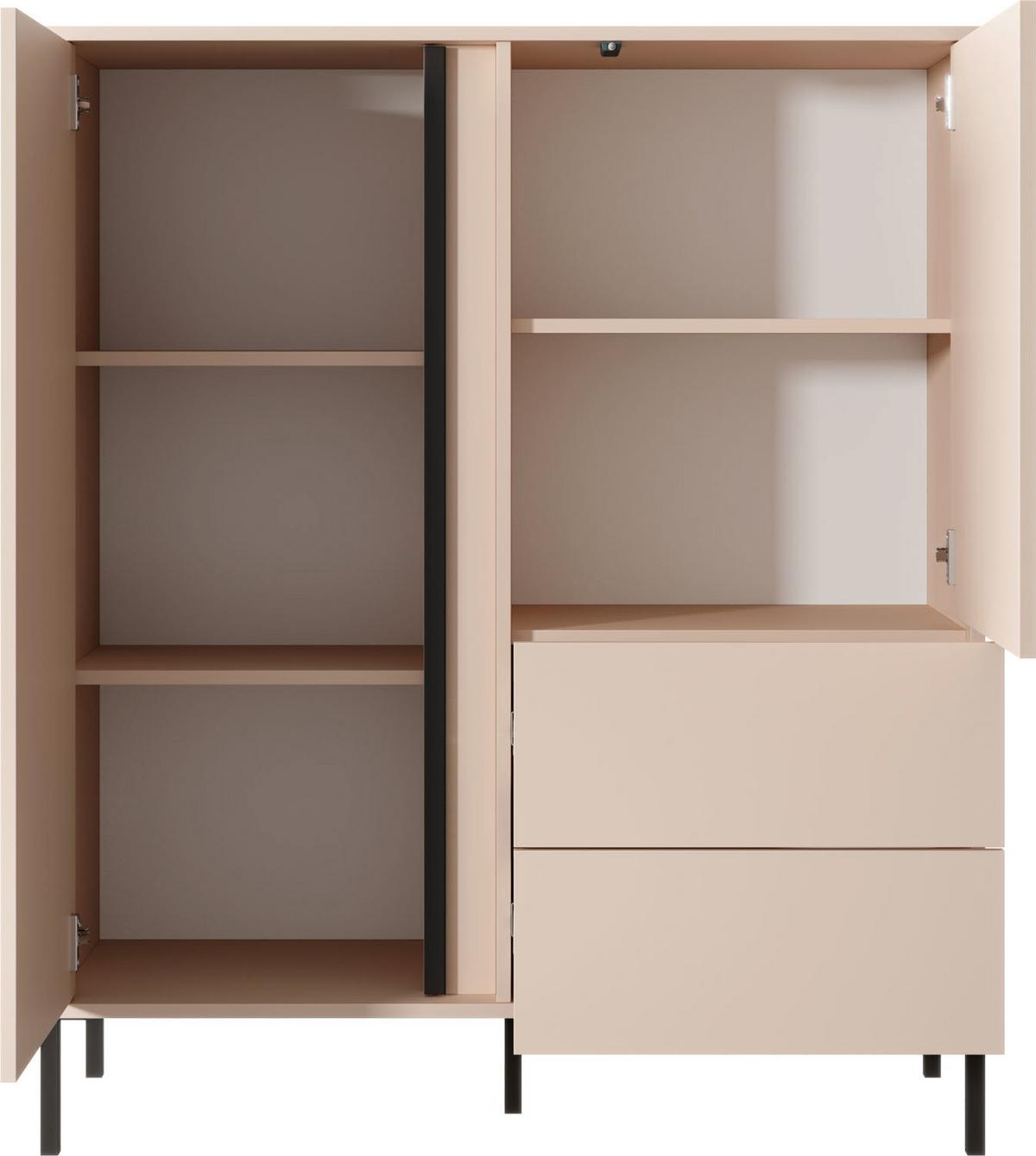 HIGHBOARD Donna in Beige 103/123/40 cm - Beige/Schwarz, Holzwerkstoff/Metall (103.3/123.4/39.5cm) - WFL GROUP