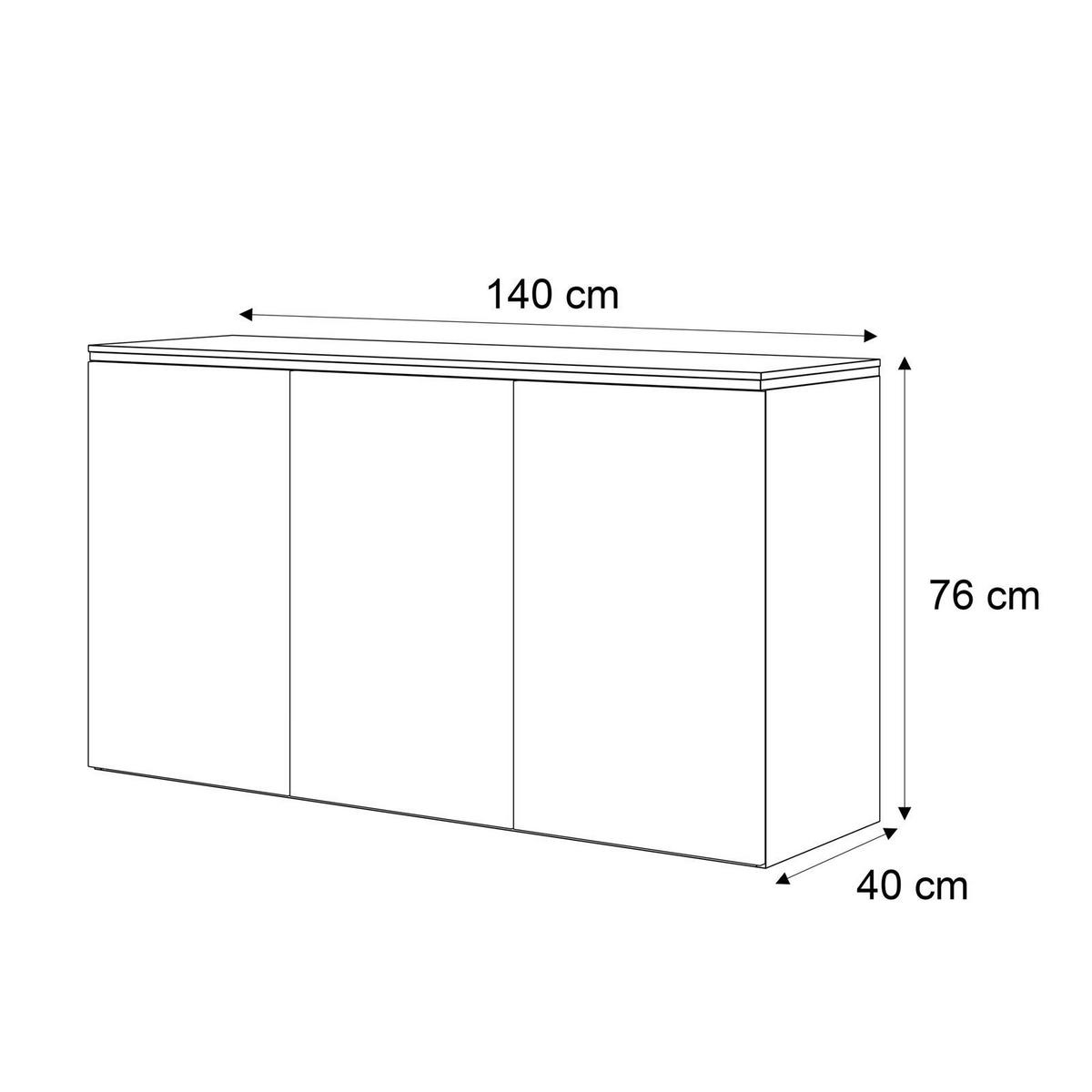 KOMMODE HÄNGENDE AURORA 3D Weiß / Weiß hochglanz - Weiß Hochglanz, Holzwerkstoff (140/76/40cm) - Lookway