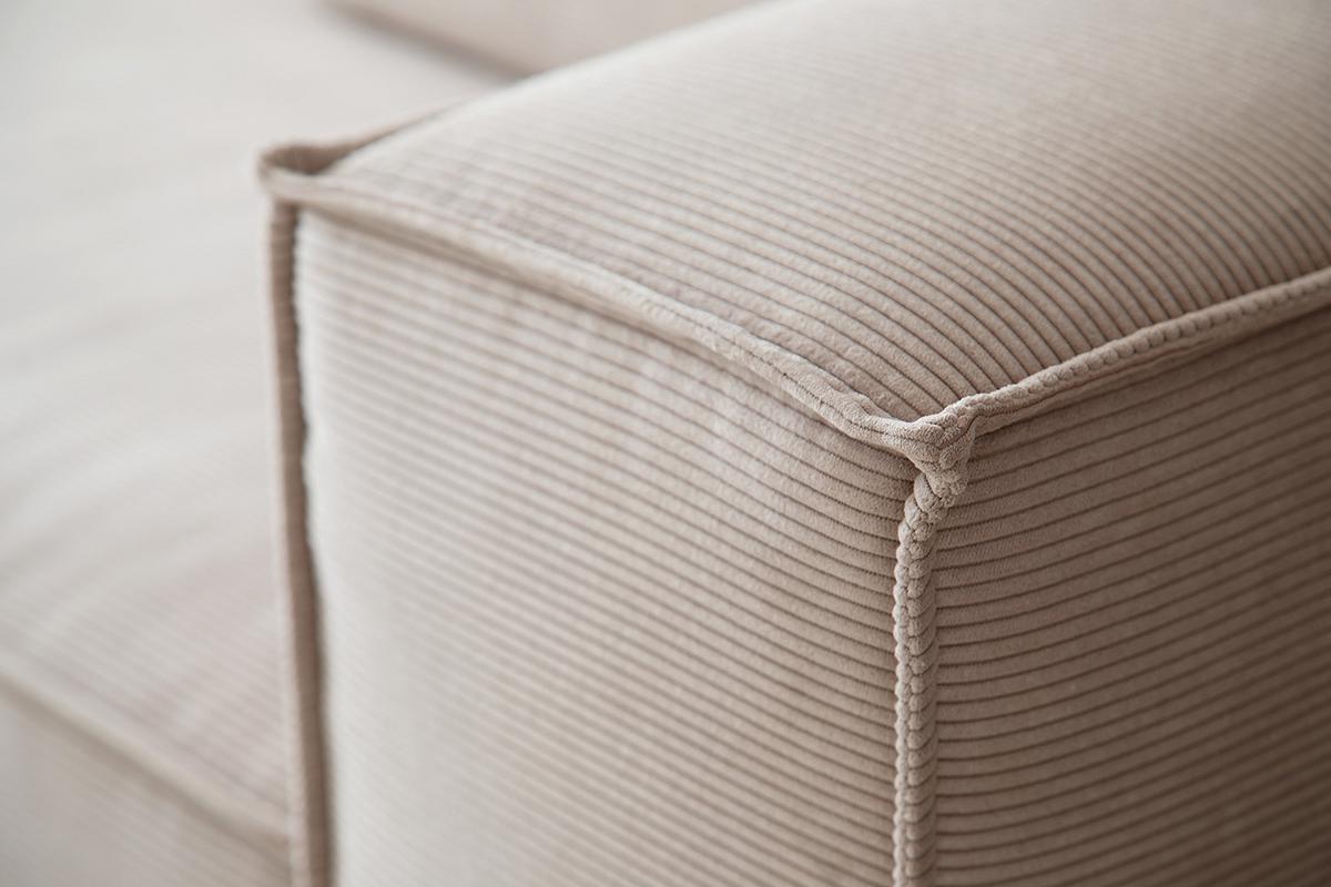 SOFA CARMO Beige Cord - Beige/Schwarz, Kunststoff/Textil (306/68/118cm) - KAWOLA
