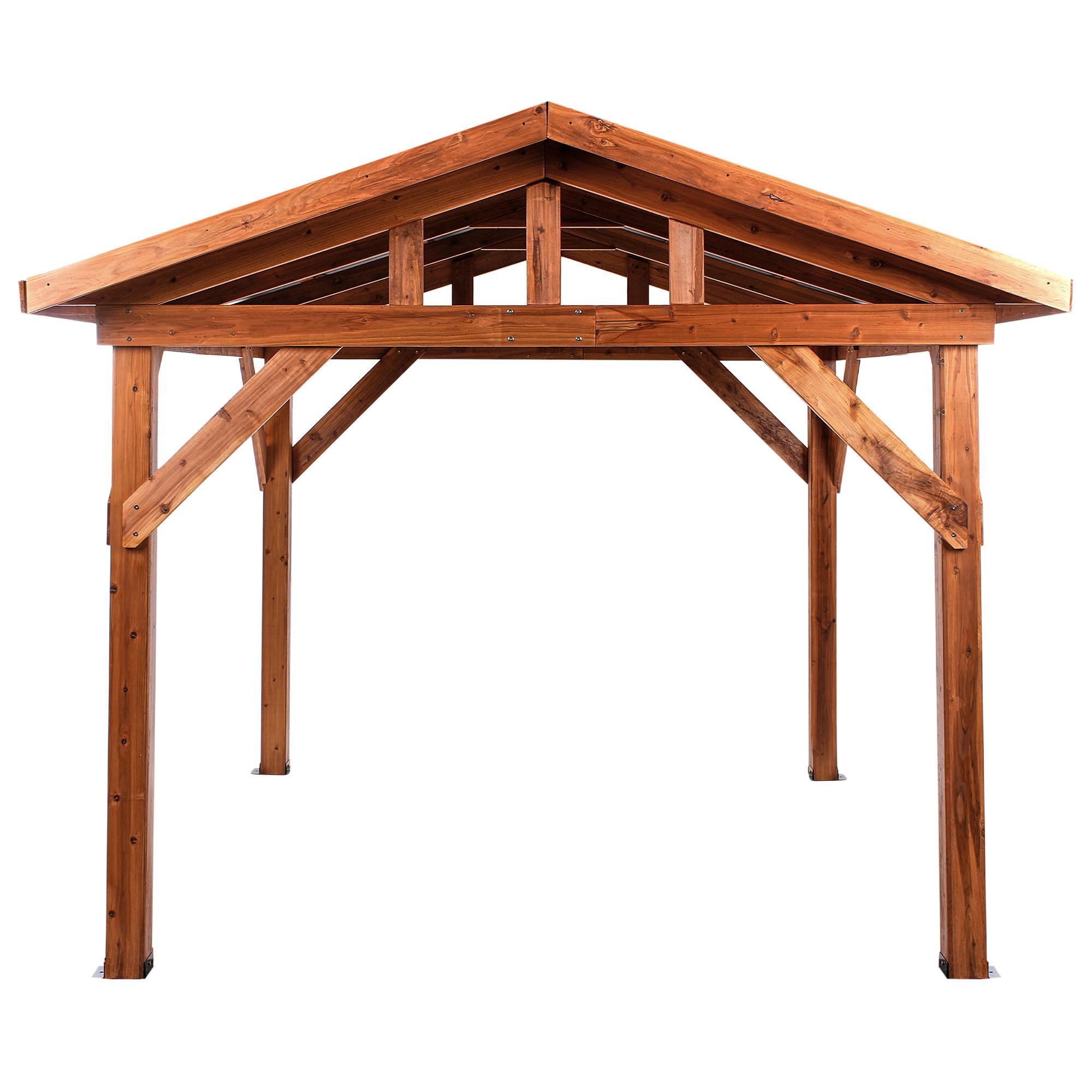 PAVILLON Tannenholz 296/350 cm Braun/Grau Secchia - Dunkelgrau/Braun, Holz (296/256/350cm) - Beliani