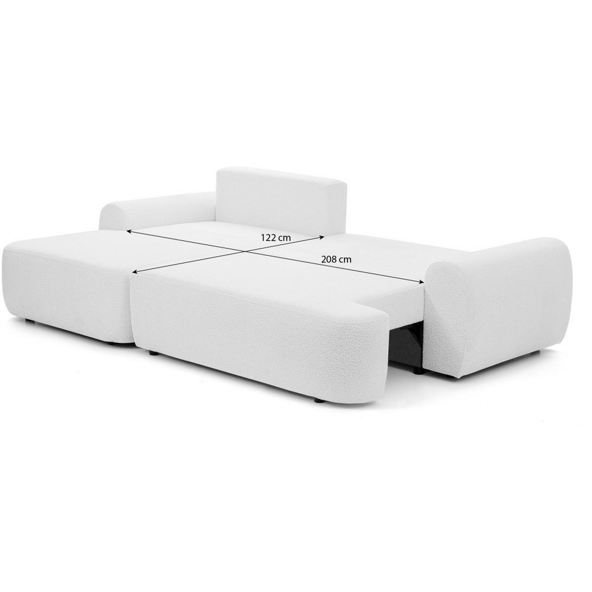ECKSCHLAFSOFA Oliver im Bouclé-Gewebe, Hellbraun, rechts - Hellbraun/Schwarz, Textil (266/160cm) - Beautysofa
