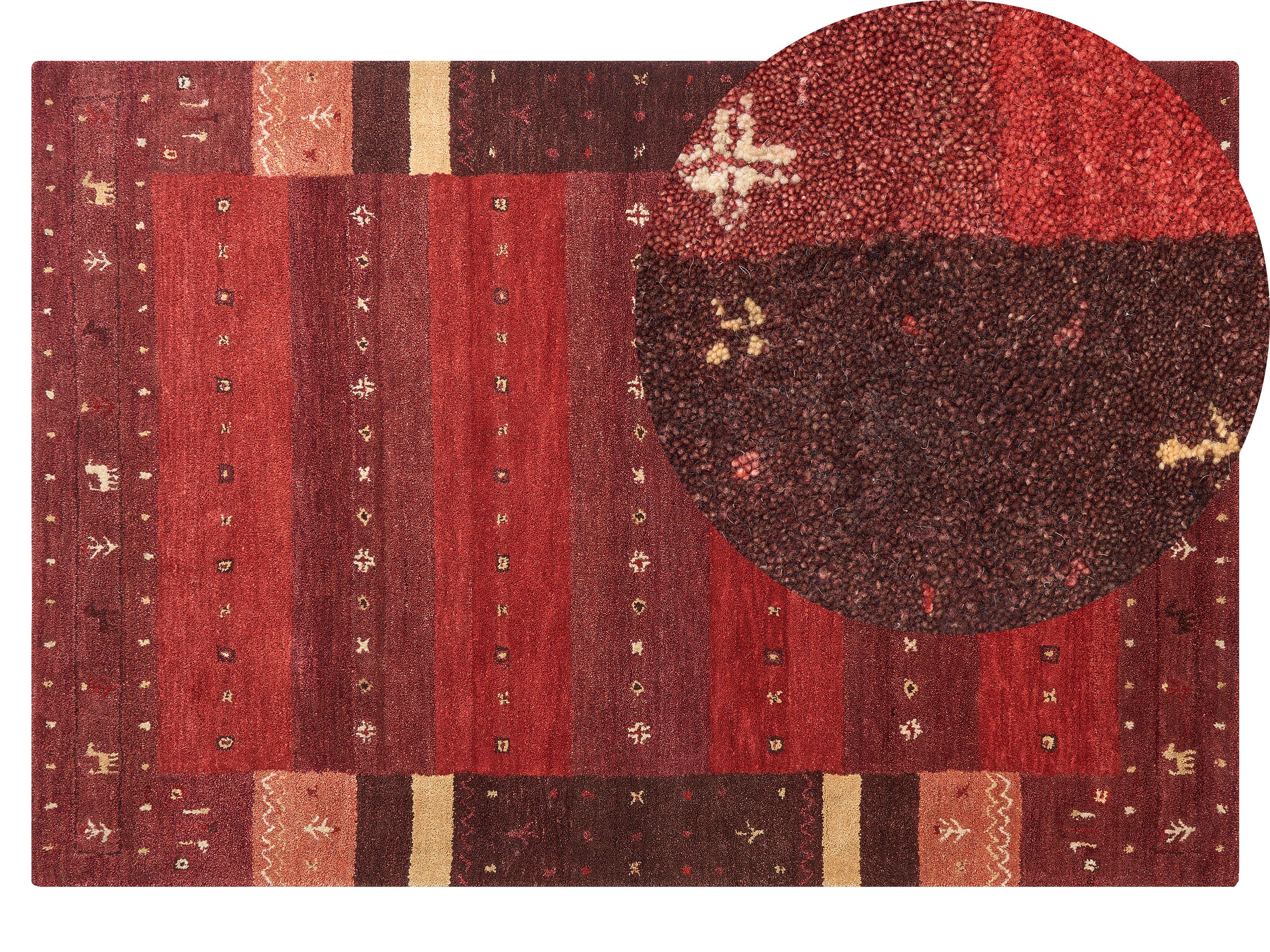 KURZFLOR-GABBEH Sinanli 200/140 cm - Rot, Textil (140/200cm) - Beliani