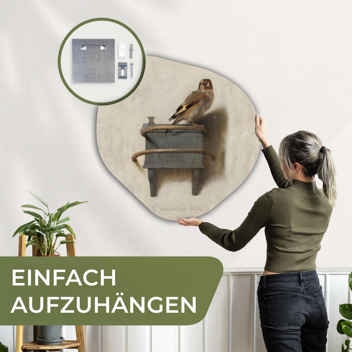 WANDBILD Stieglitz - Alter Meister - Carel Fabritius Room Decor 90x90 cm - Grau, Kunststoff (90/90cm) - MuchoWow