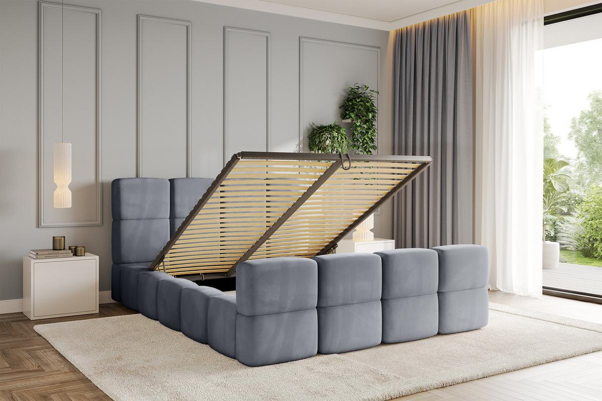POLSTERBETT mit Bettkasten und Lattenrost, Bett mit Matratze H3/H4, Kopfteil, Boxbett, Doppelbett mit Stauraum - NATA-Z 120x200 Grau - Grau, Holzwerkstoff/Textil (120/200cm) - ALTDECOR