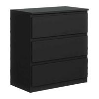 KOMMODE NUDO 70/78,5/39cm mit 3 Schubladen Türen Schwarz - Schwarz, Holzwerkstoff (70/78.5/39cm) - MASSENO