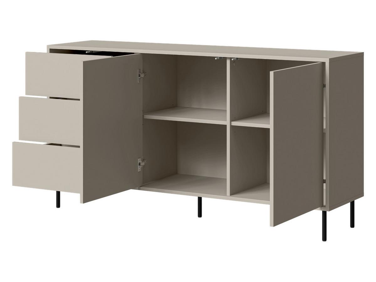 KOMMODE Masha 150 2D3S - Kaschmir/Schwarz, Holzwerkstoff/Metall (151/80/39cm) - MIRJAN24