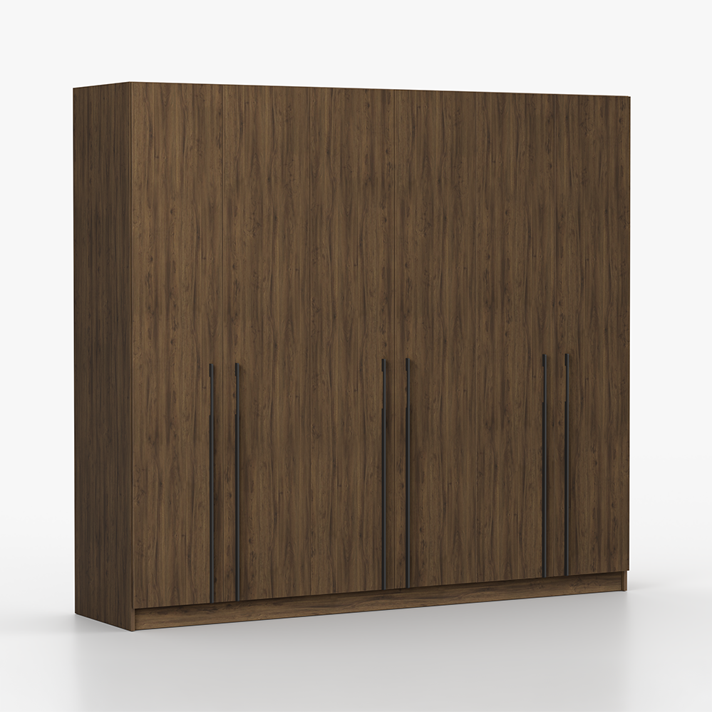 DREHTÜRENSCHRANK ROSA II 6D 230/210/55 cm 6-türig Nussbaum - Nussbaumfarben/Schwarz, Holz/Holzwerkstoff (230/210/55cm) - imoebel24