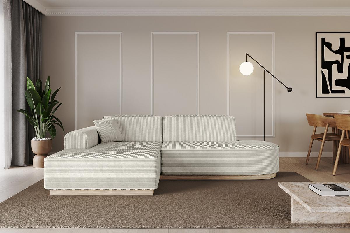 ECKSOFA Ottomane Links IREA-L1 - 232x165x80 cm Creme - Ecru/Creme, Holzwerkstoff/Textil (232/165cm) - ALTDECOR