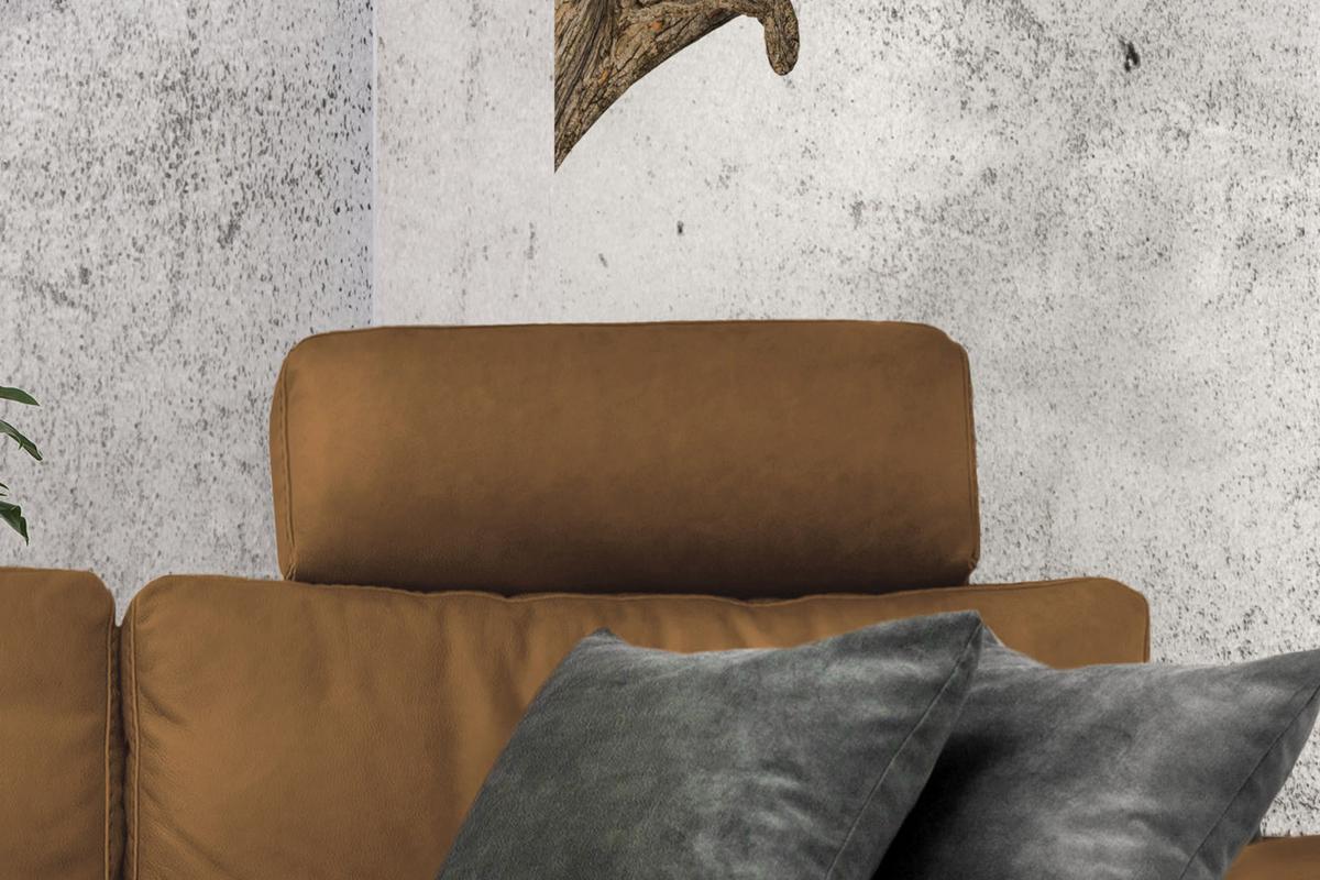 ECKSOFA XL MOTORISCHER RELAXFUNKTION LOLA Orange Leder Relaxfunktion - Cognac/Schwarz, Leder (304/178cm) - KAWOLA