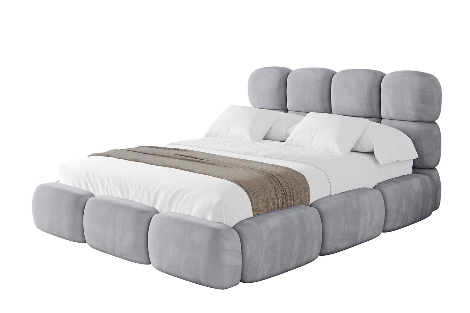 POLSTERBETT mit Bettkasten und Lattenrost, Boxbett ohne Matratze - NOMA 180x200 Hellgrau - Hellgrau, Holzwerkstoff/Textil (180/200cm) - ALTDECOR