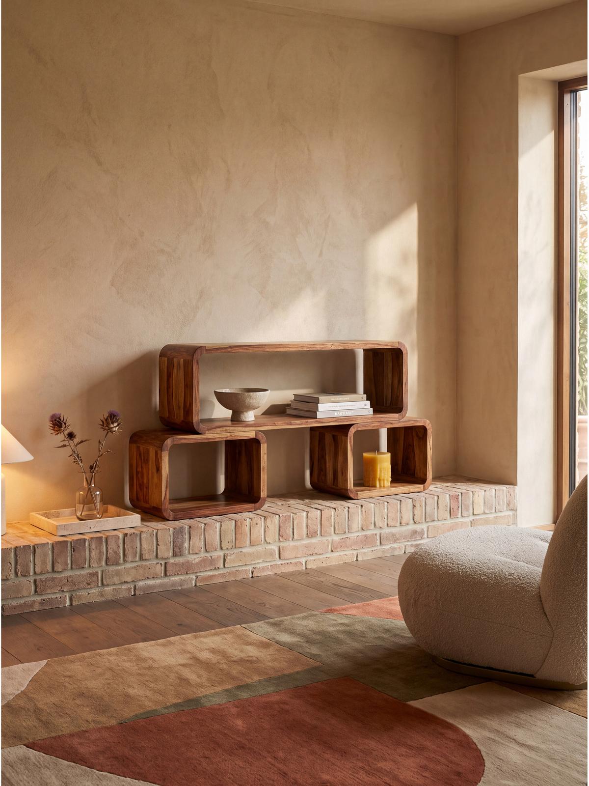 WÜRFELREGAL-SET RAVELLO, Dunkles Massivholz, 80 x 15 x 20 cm - Braun, Holz (80/20/15cm) - KADIMA DESIGN