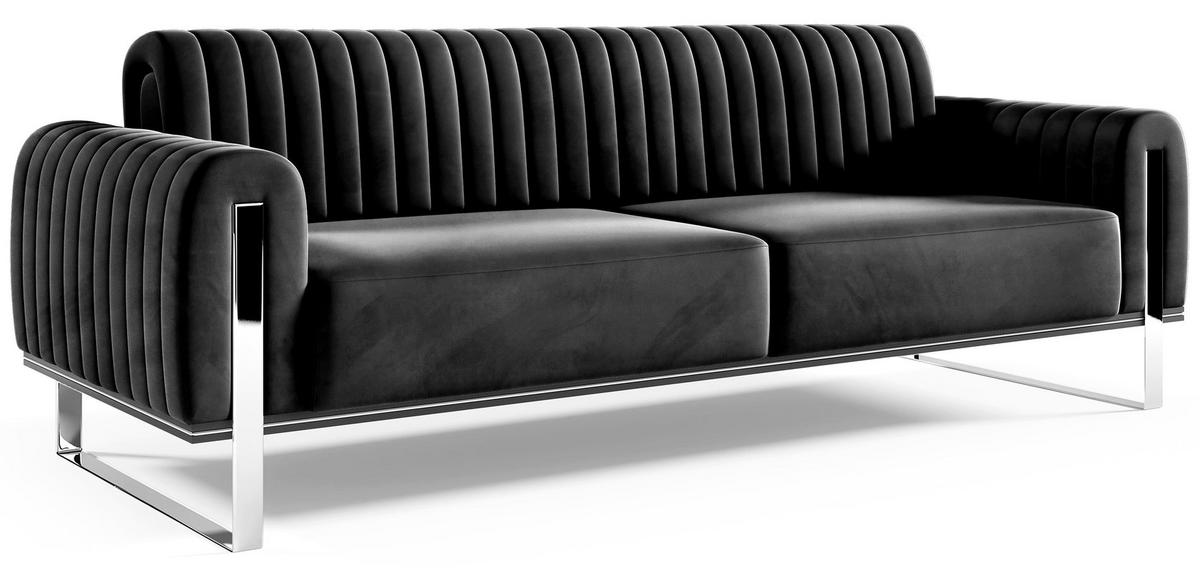 SOFA Parissa 228 cm - Silberfarben/Schwarz, Textil/Metall (228/79/92cm) - Selsey