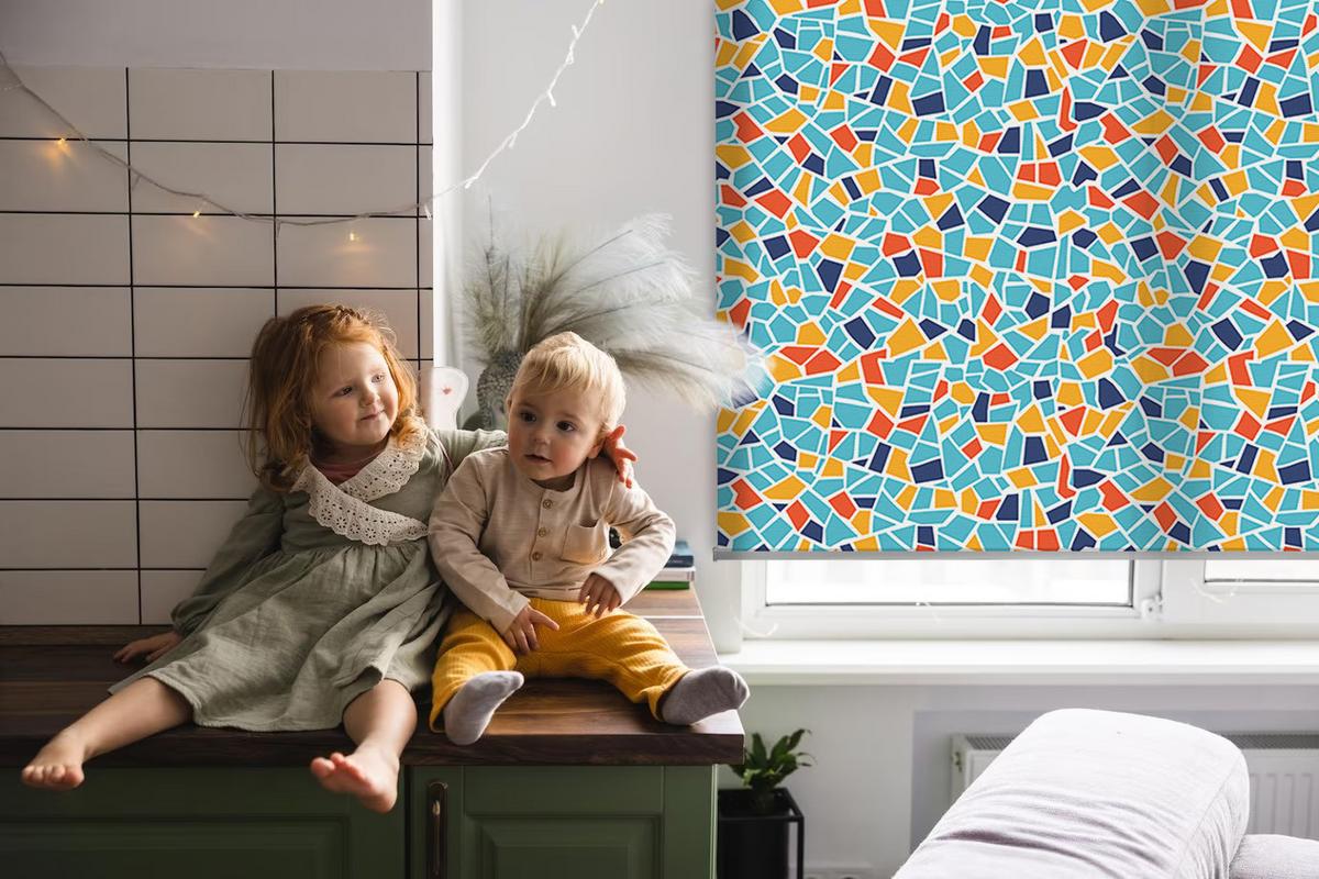 INNENROLLO - Fensterrollo - Rollo - 110x140 cm - Formen - Blau, Kunststoff (110/140/0.5cm) - TULUP