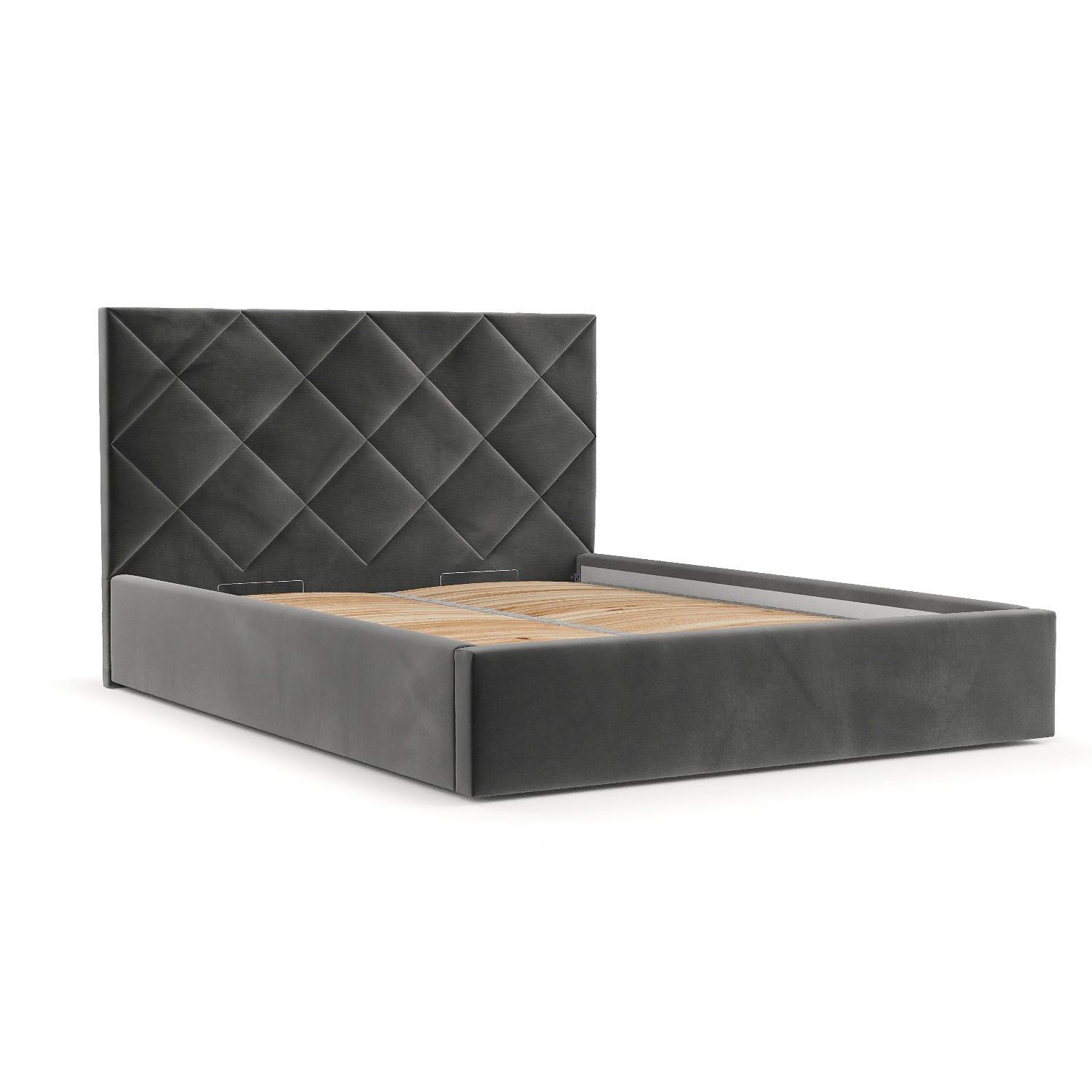 POLSTERBETT Torno 180/200 cm Grau im Kronos Stoff - Schwarz/Naturfarben, Holz/Holzwerkstoff (180/200cm) - AltaBeds