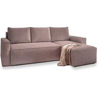 ECKSOFA POTARO Lila Kordstoff mit Schlaffunktion - Lila/Grau, Holz/Kunststoff (232/140cm) - MASSENO
