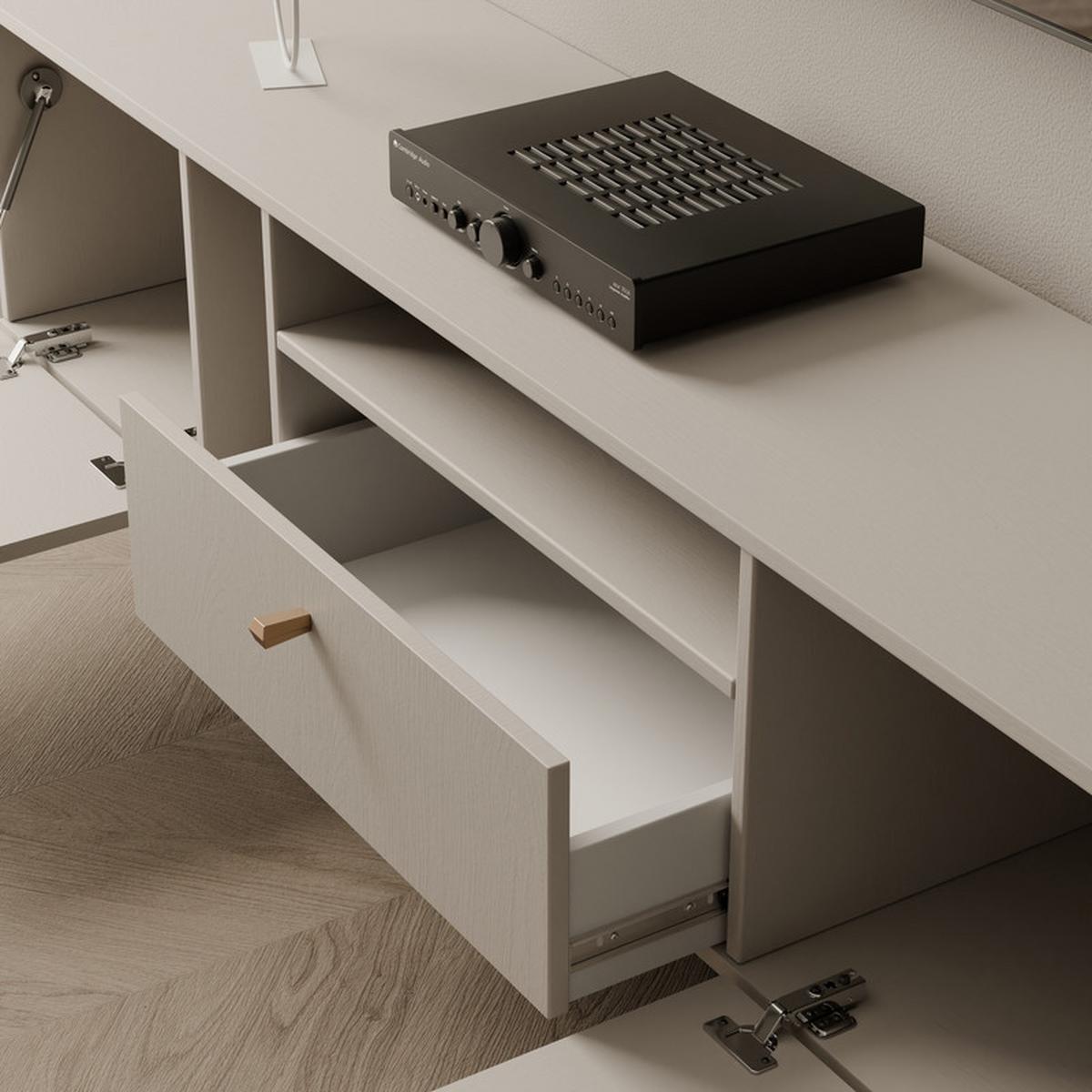 TV-LOWBOARD FLOW 180 cm, Sandbeige - Beige, Holzwerkstoff/Metall (180/48.5/40.5cm) - Idohome