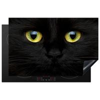 HERDABDECKPLATTE Katze - Augen - Gelb - Schwarz Induktionsmatte 81x52 cm - Schwarz, Kunststoff (81/52/0.2cm) - MuchoWow