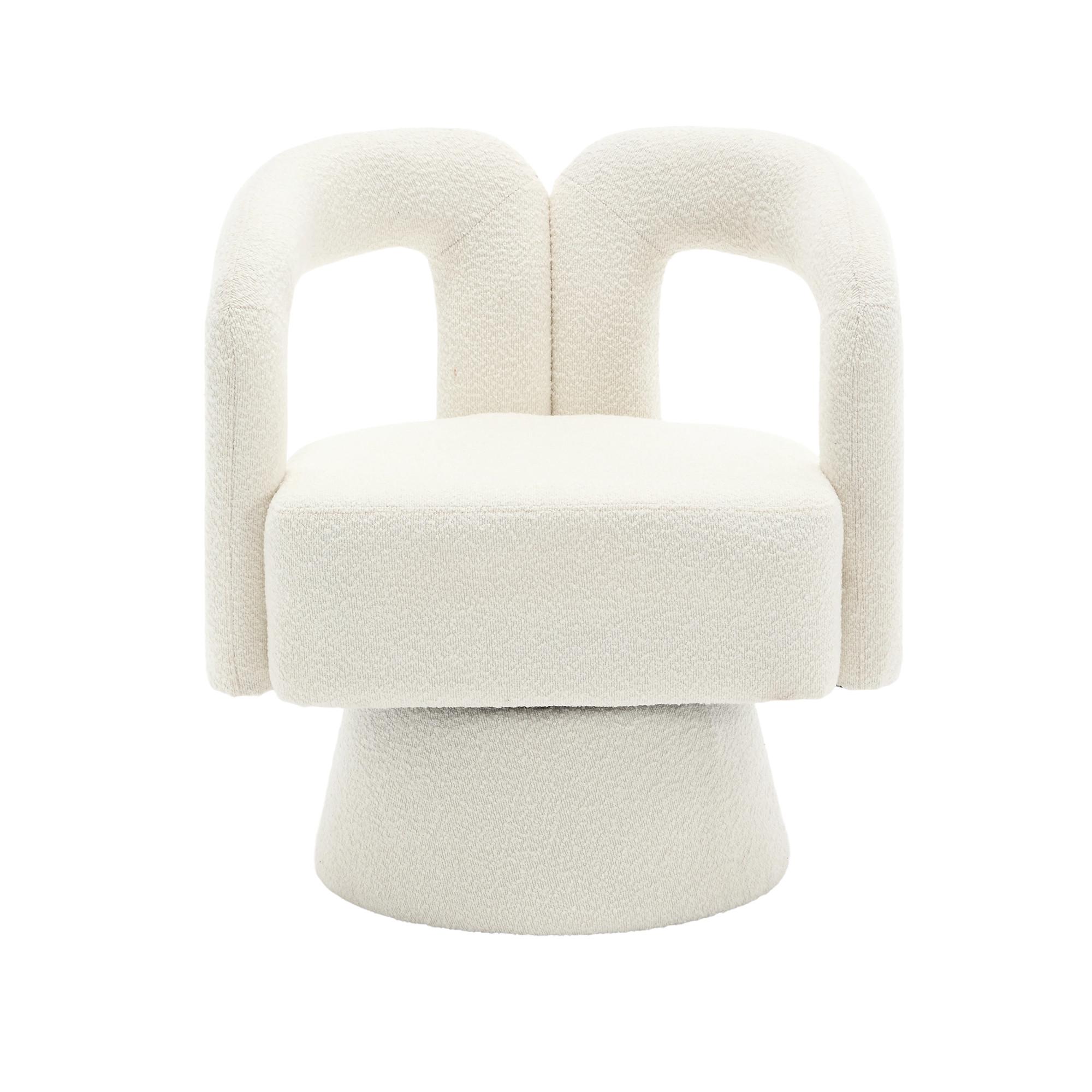 DREHSESSEL 360° Boucle Akzentstuhl Polstersessel für Wohnzimmer & Büro - Beige, Textil (67/74/55cm) - Urban Meuble