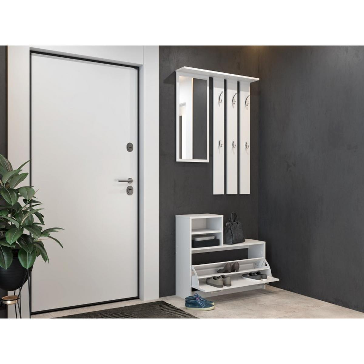 GARDEROBE praktisch Garderoben-Set mit Spiegel Weiß 85/180/24 - Weiß, Holzwerkstoff (85/180/24cm) - RAUMHIRSCH FURNITURE