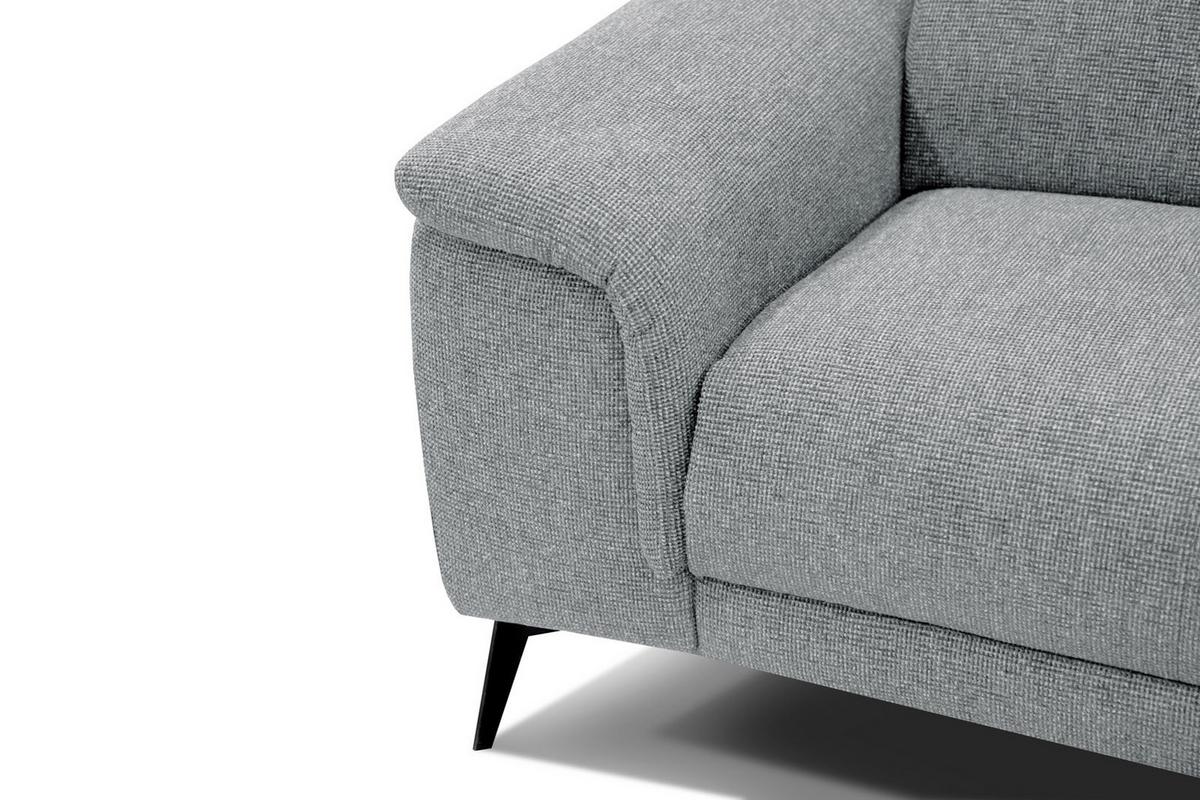 RELAXSOFA FIERO 3-Sitzer mit 1 Relaxfunktion, silberfarben - Silberfarben/Schwarz, Holzwerkstoff/Textil (212/82/103cm) - Wozimo